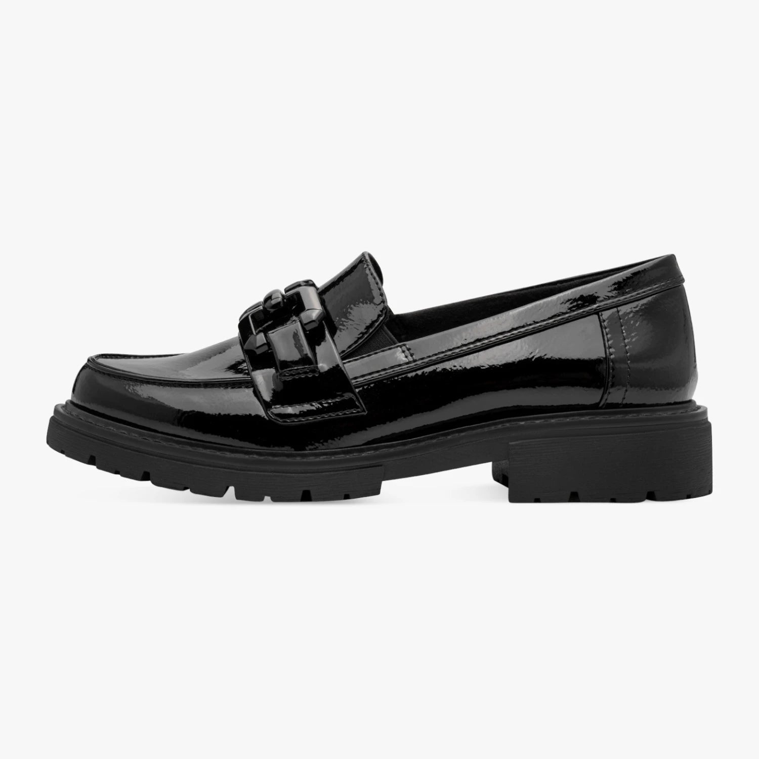 Jana Softline Black Patent Wide Fit Loafers
