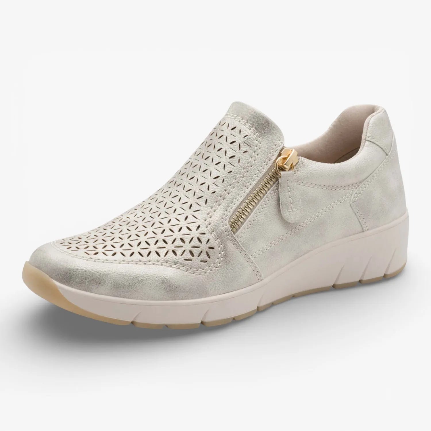 Jana Softline Beige Gold Trainer (Wide Fit H) – 8-24765-46 499