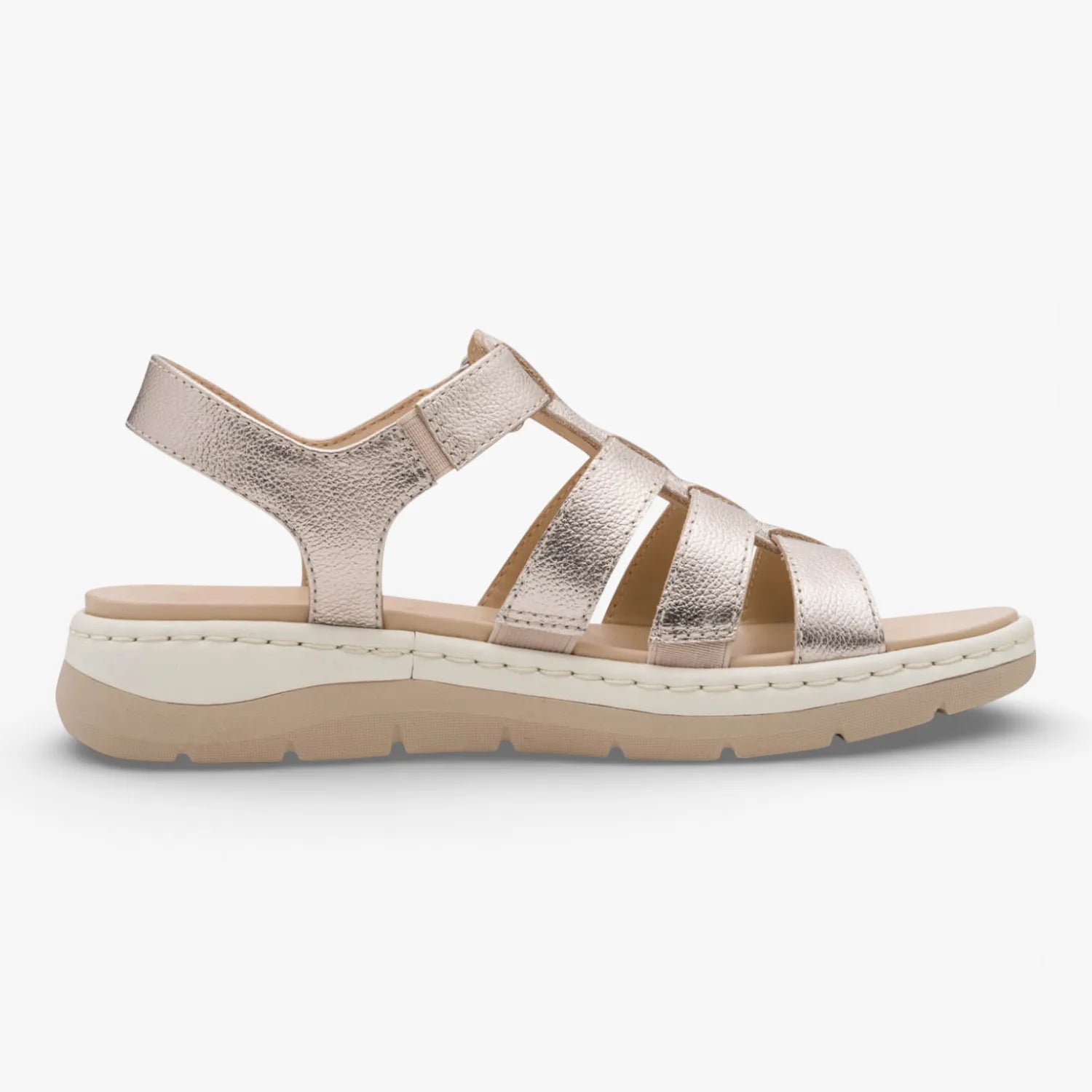 Jana Softline Leather Champagne Sandal (Wide Fit H) – 8-28710-46 954