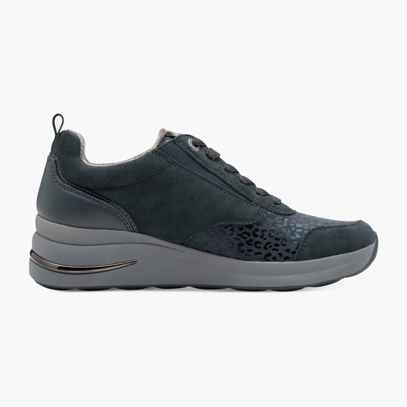 Tamaris Comfort Navy Wide Fit Lace-Up Trainers with Zip - Leavys Shoes