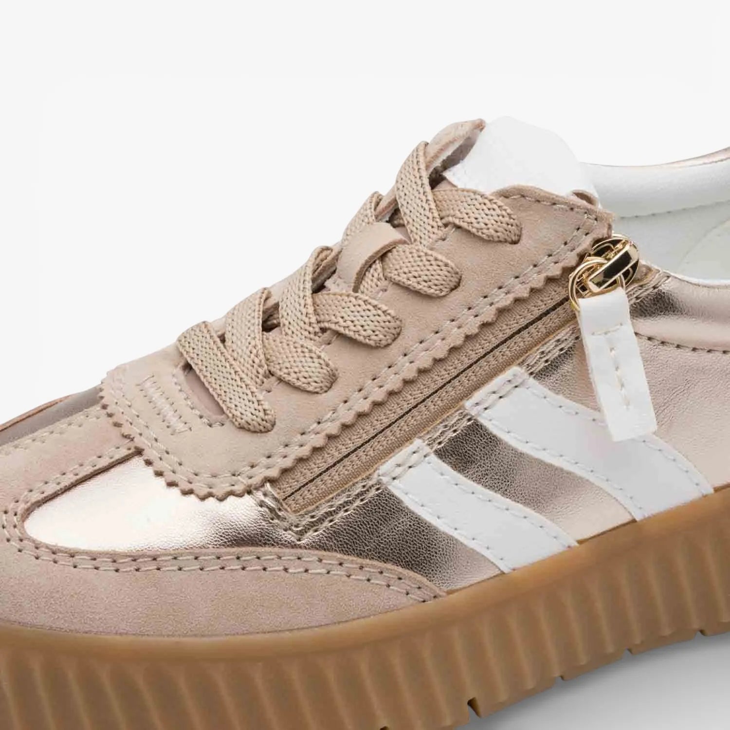 Tamaris Comfort Light Gold Wide Fit Trainer With Removable Insole