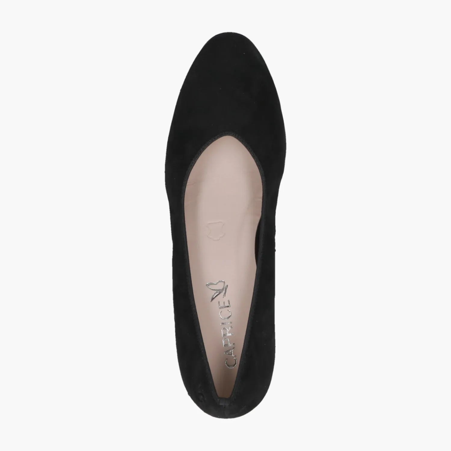 Caprice Black Suede Court Shoe with Block Heel - Leavys Shoes