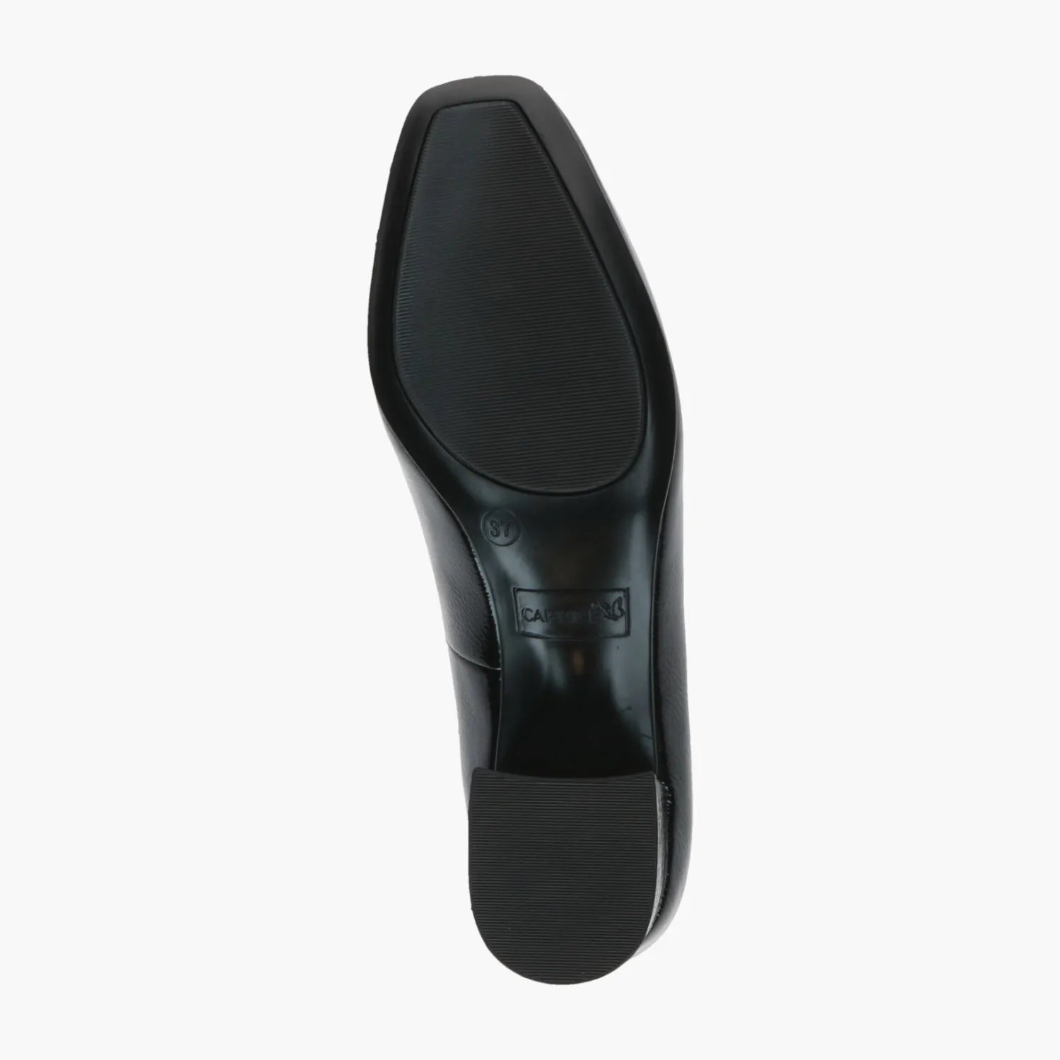 Caprice Black Naplak Court Shoe with Block Heel - Leavys Shoes
