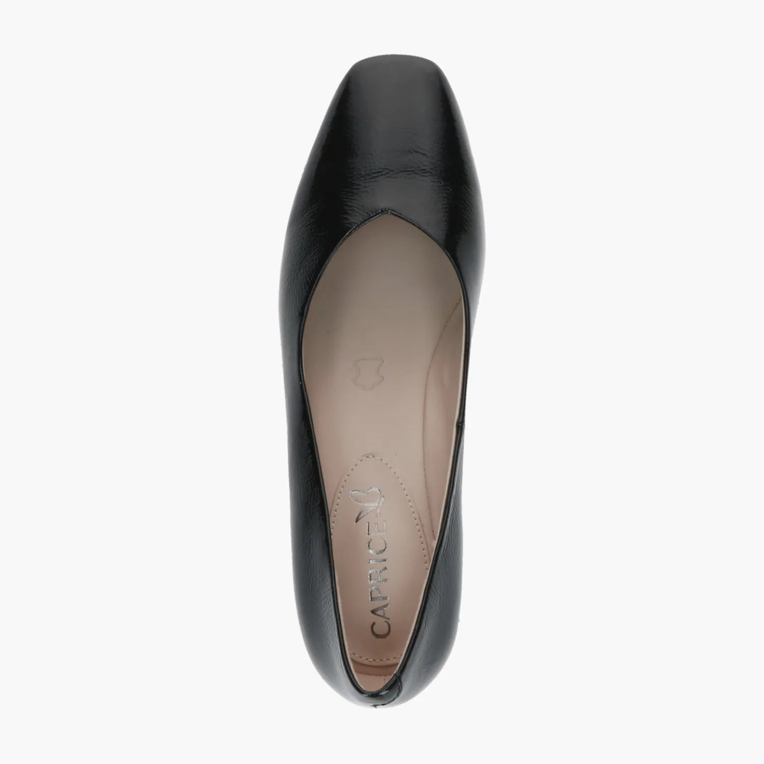 Caprice Black Naplak Court Shoe with Block Heel - Leavys Shoes