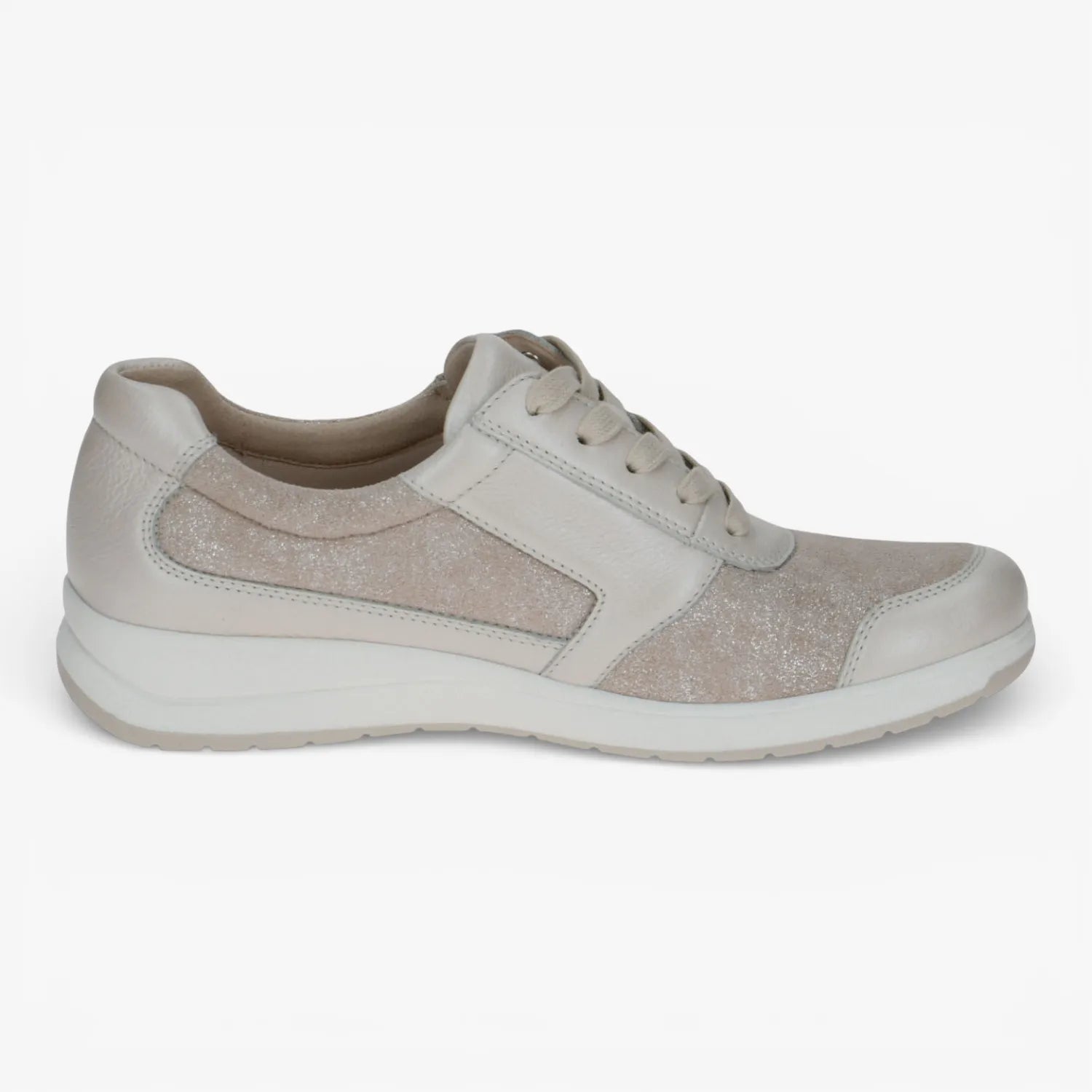 Caprice Beige Shimmer Trainers StretchOut (Wide Fit) – 9-23723-44 132