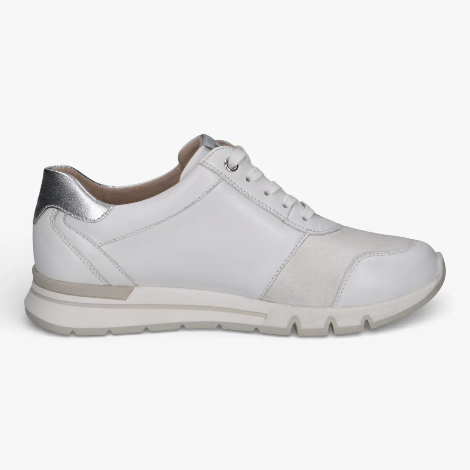Caprice White/Silver Trainers StretchOut (Wide Fit) – 9-23751-46 183