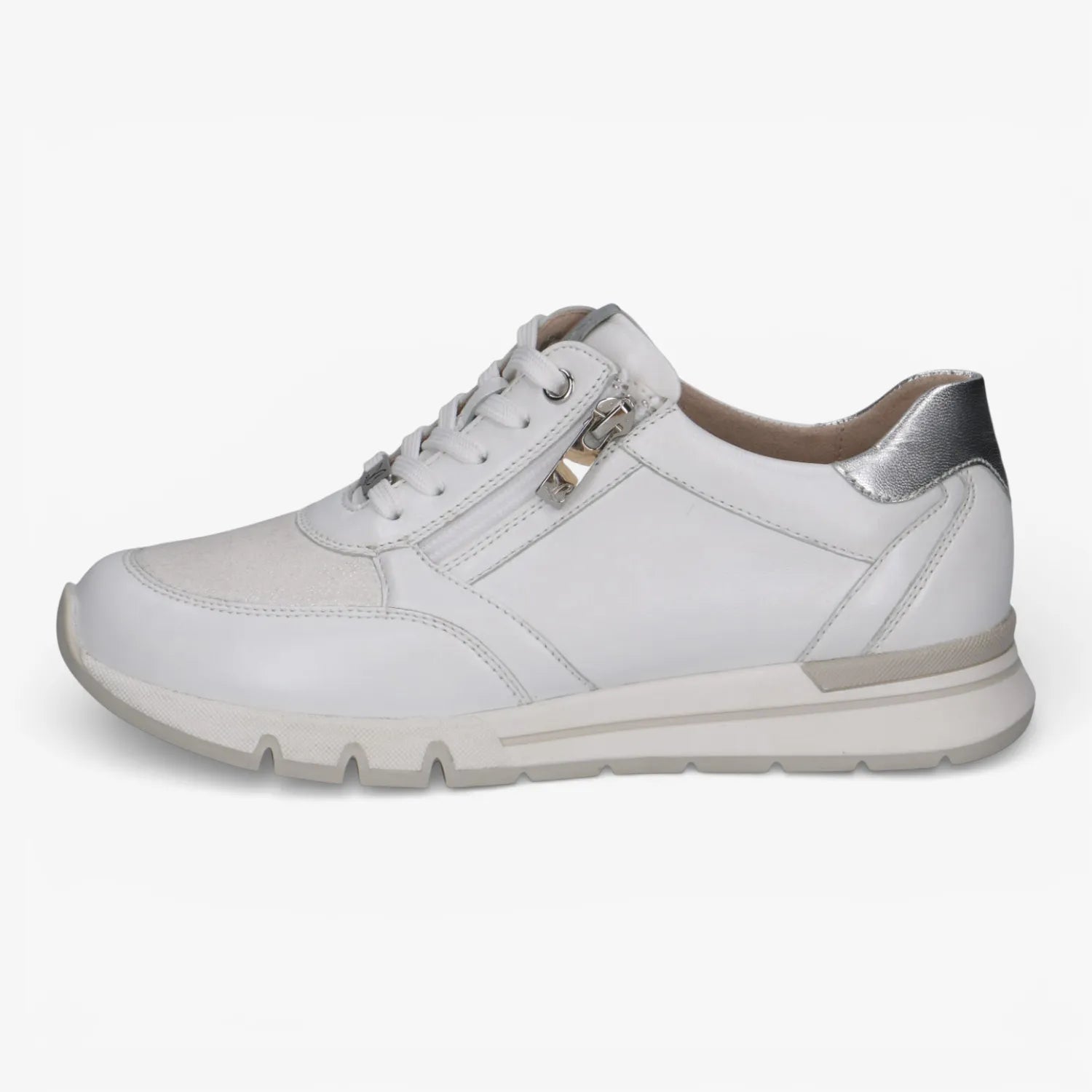 Caprice White/Silver Trainers StretchOut (Wide Fit) – 9-23751-46 183