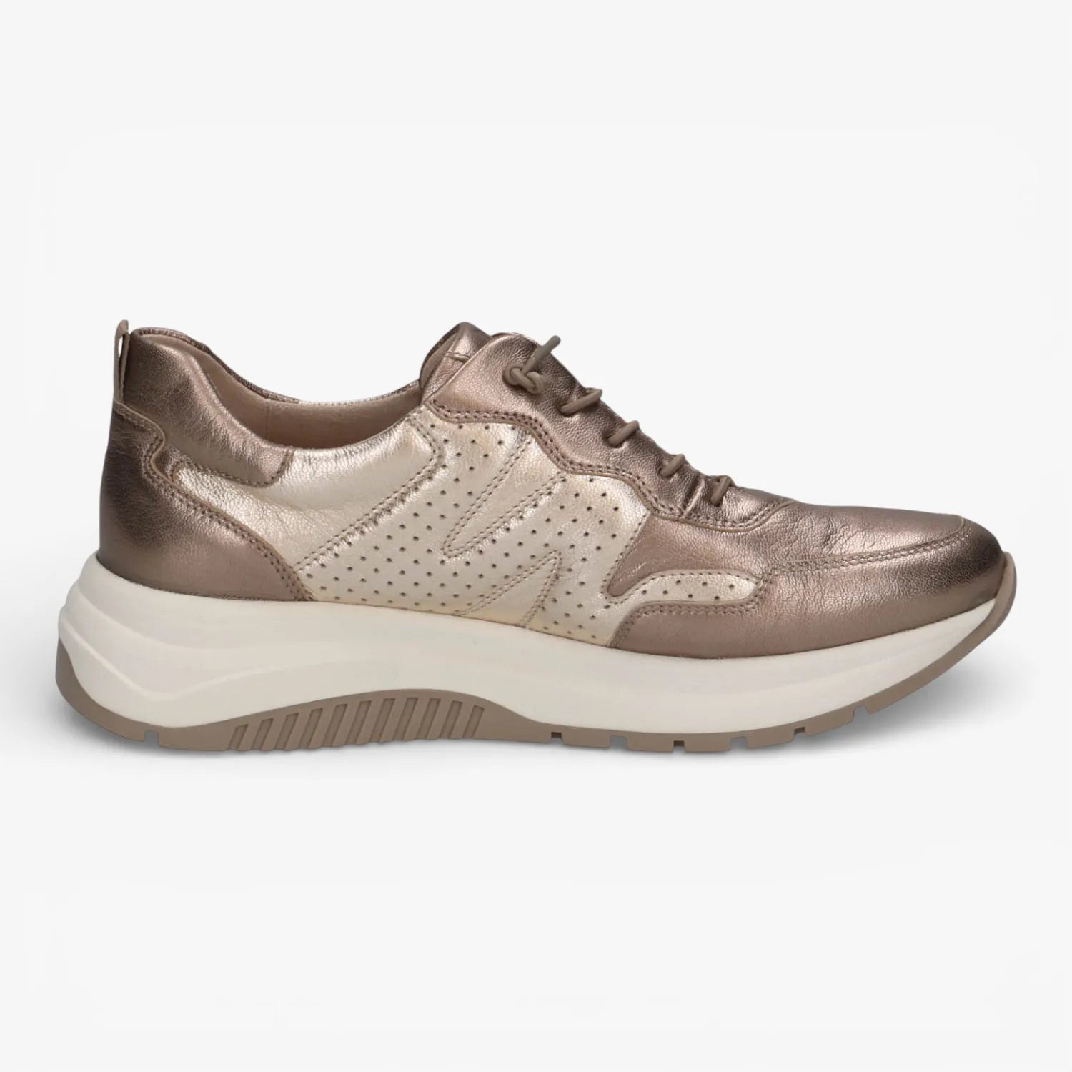 Caprice Taupe Metallic Trainer (Wide Fit) – 9-23753-46 366