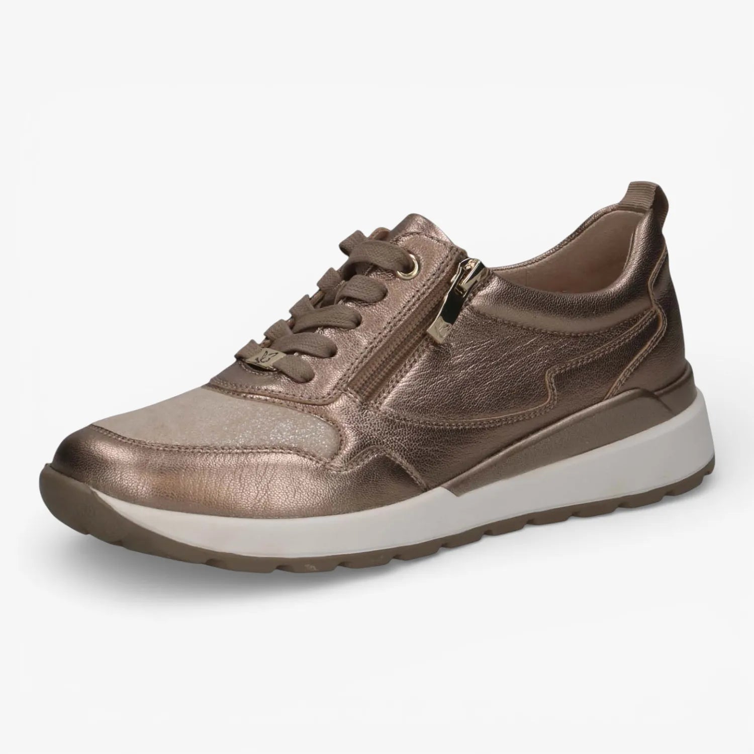 Caprice Taupe Metallic Trainer (Wide Fit) – 9-23760-46 366