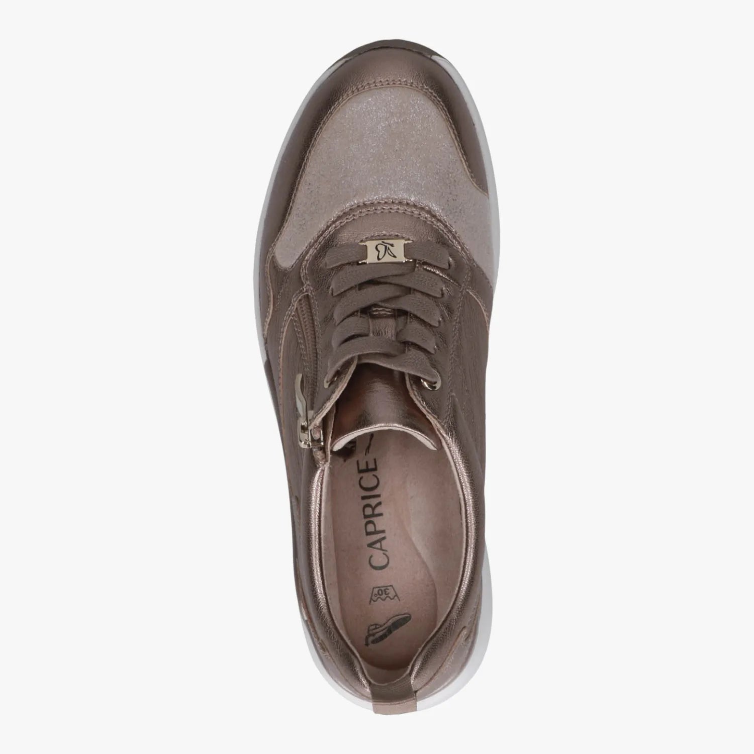 Caprice Taupe Metallic Trainer (Wide Fit) – 9-23760-46 366