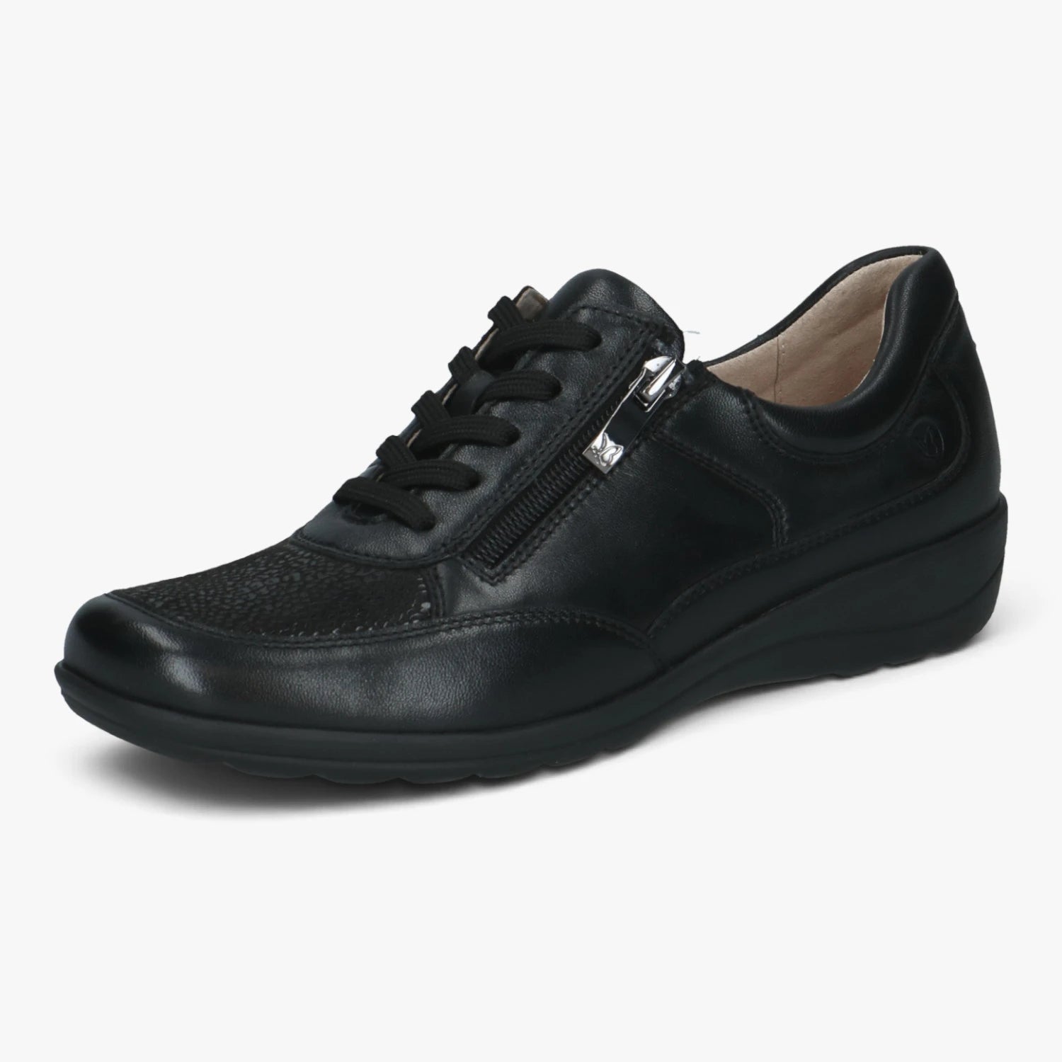 Caprice Black StretchOut Wide Fit Lace-Up Shoes
