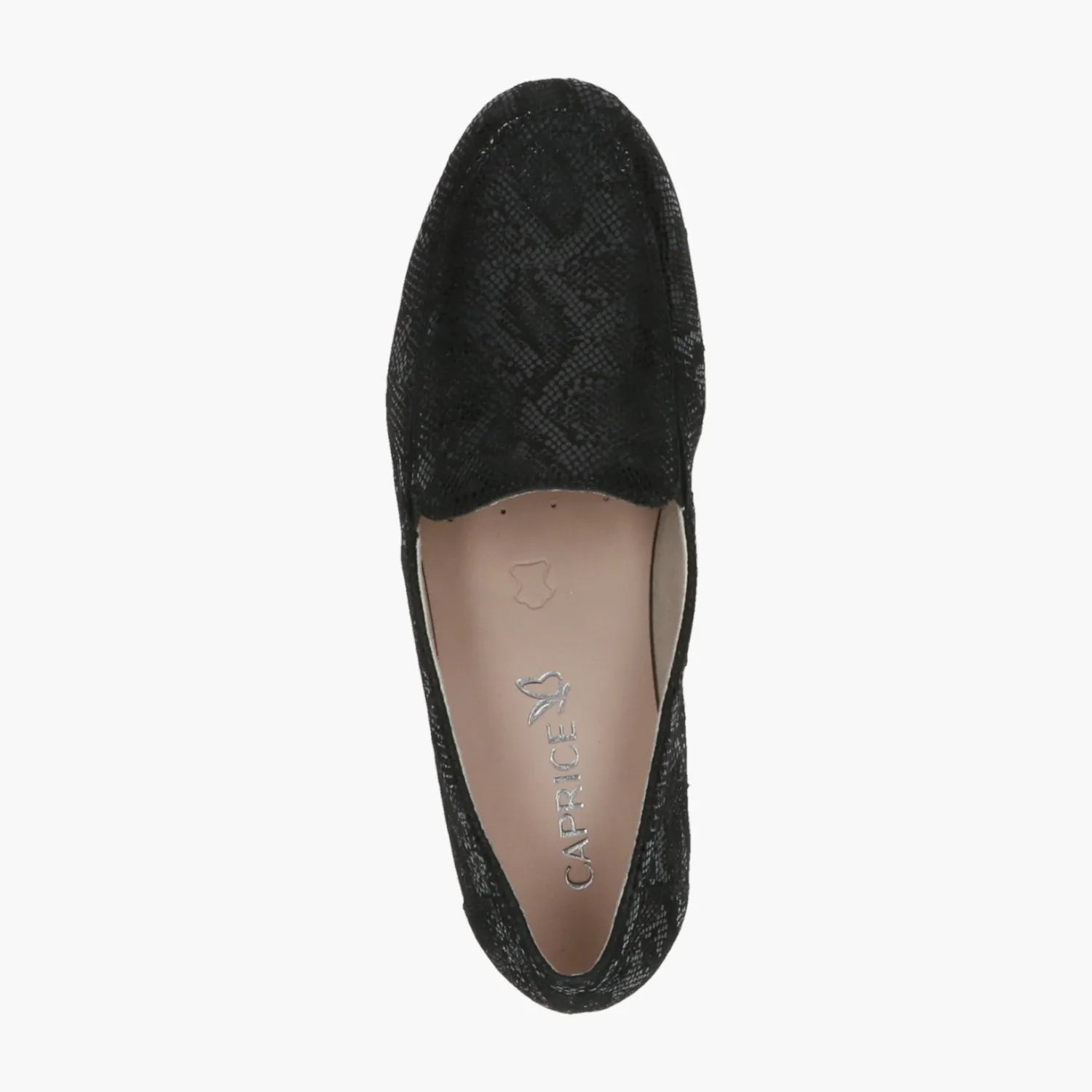 Caprice Black Reptile Loafer with Cushioned Airmotion Sole - Leavys Shoes