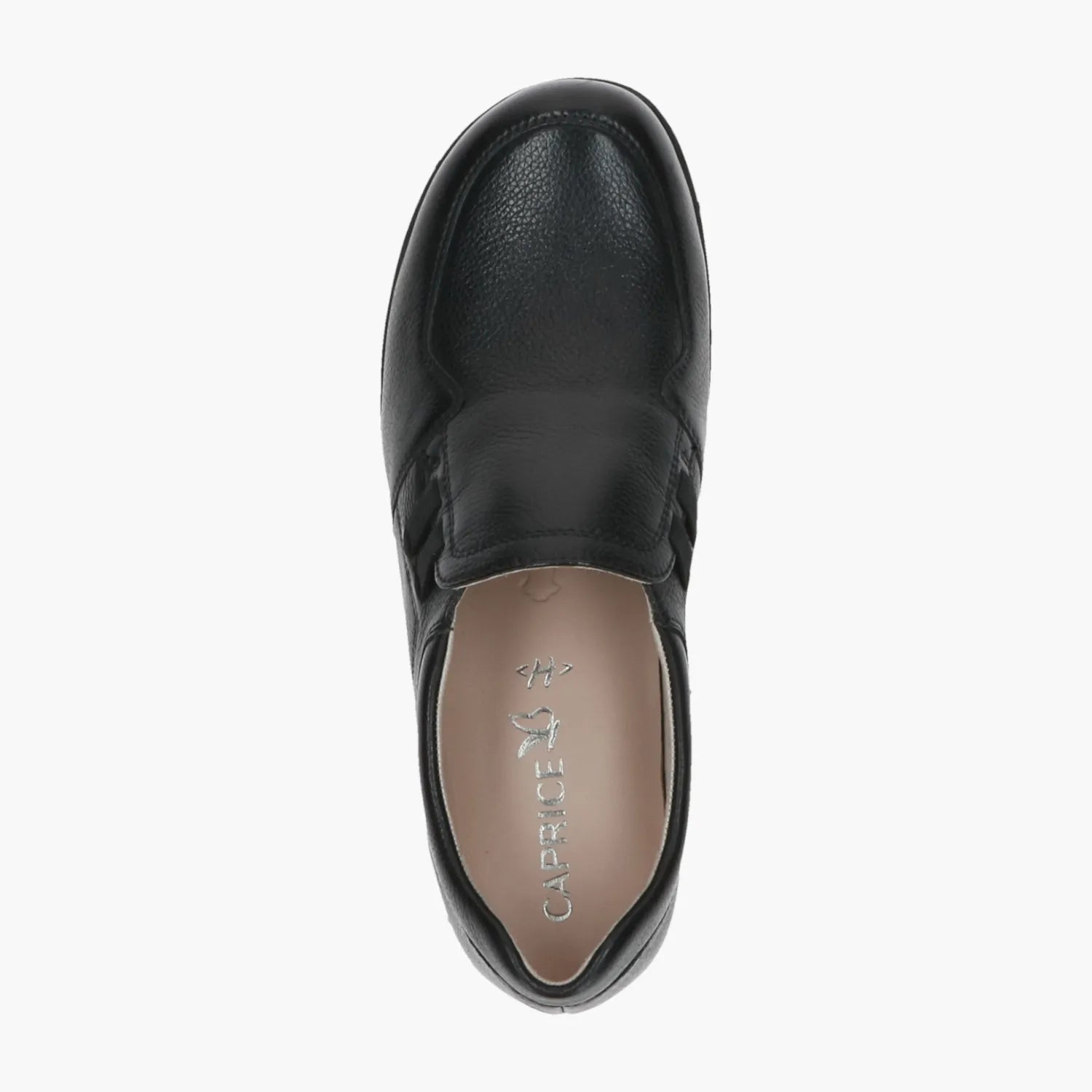 Caprice Black Leather Slip-On Shoe with Cushioned Insole - Leavys Shoes