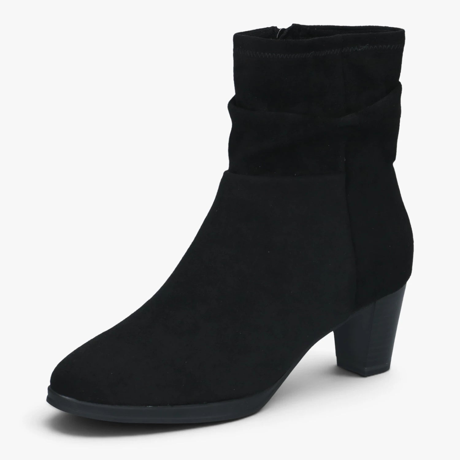 Caprice Black Stretch Block Heel Ankle Boots