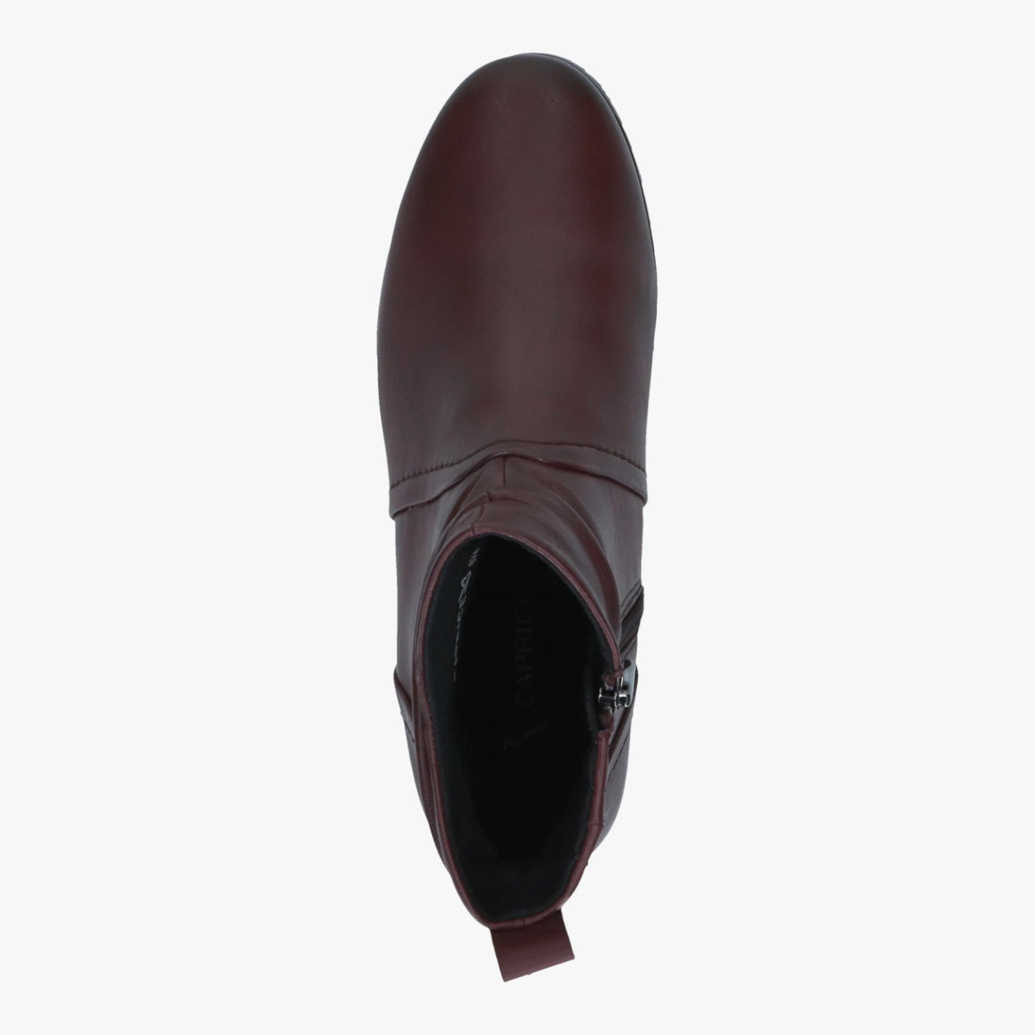 Caprice Burgundy Leather Wide Fit Ankle Boots