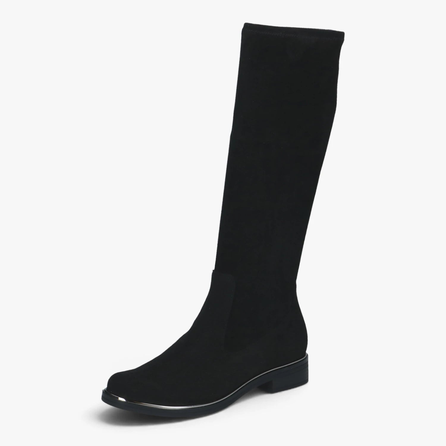 Caprice Black Stretch Vegan Knee-High Boots