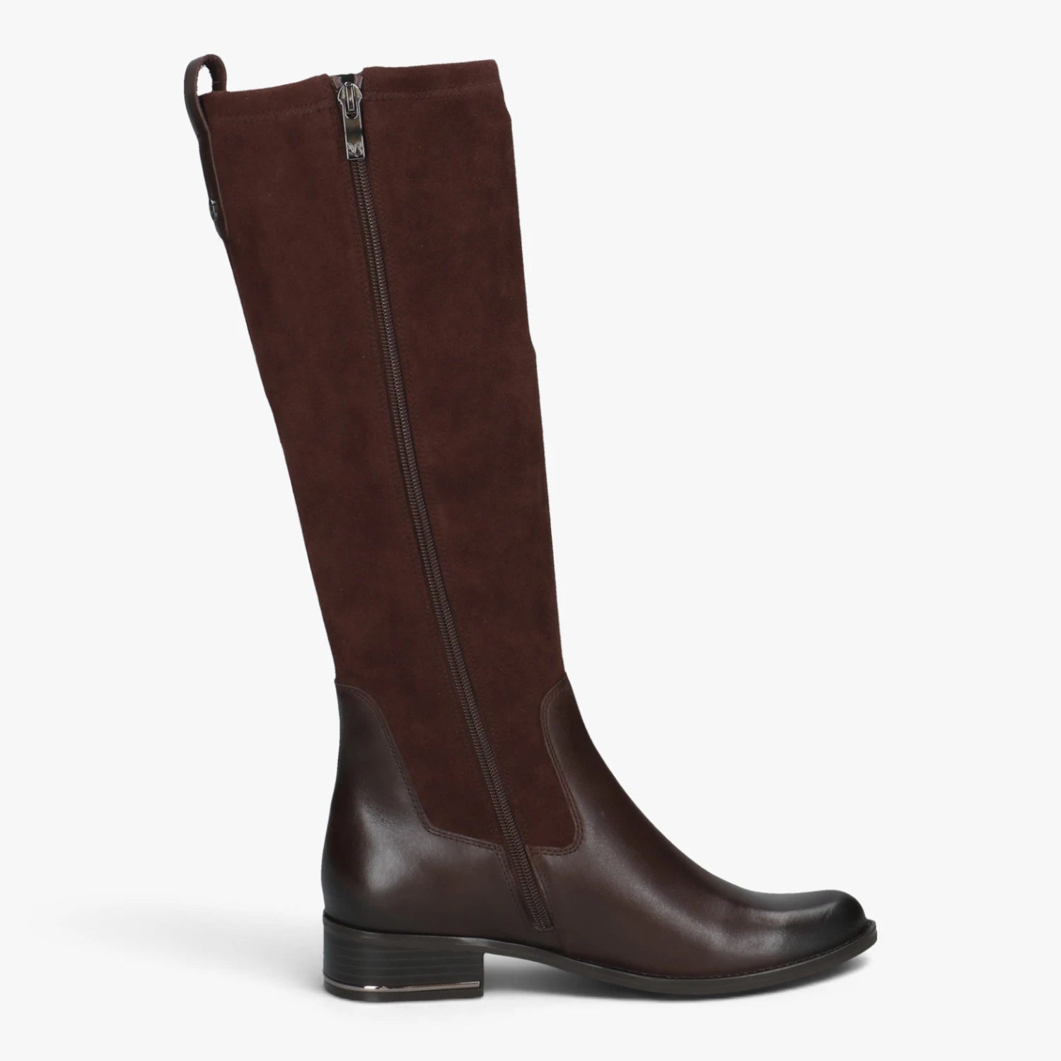 Caprice Dark Brown Leather & Stretch Knee-High Boots