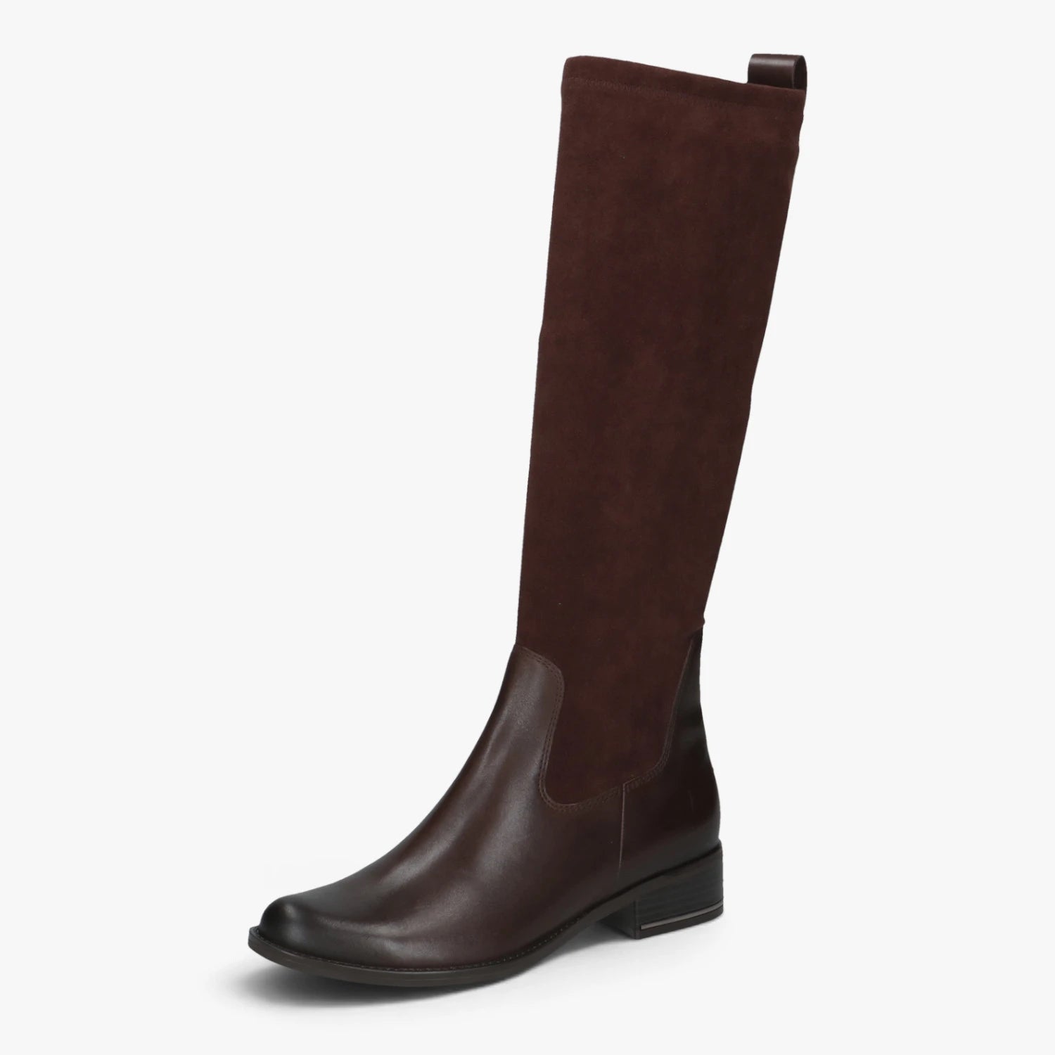 Caprice Dark Brown Leather & Stretch Knee-High Boots