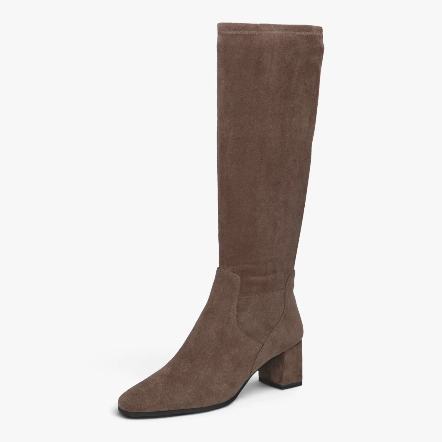 Caprice Cafe Brown Stretch Fit Block Heel Long Boots