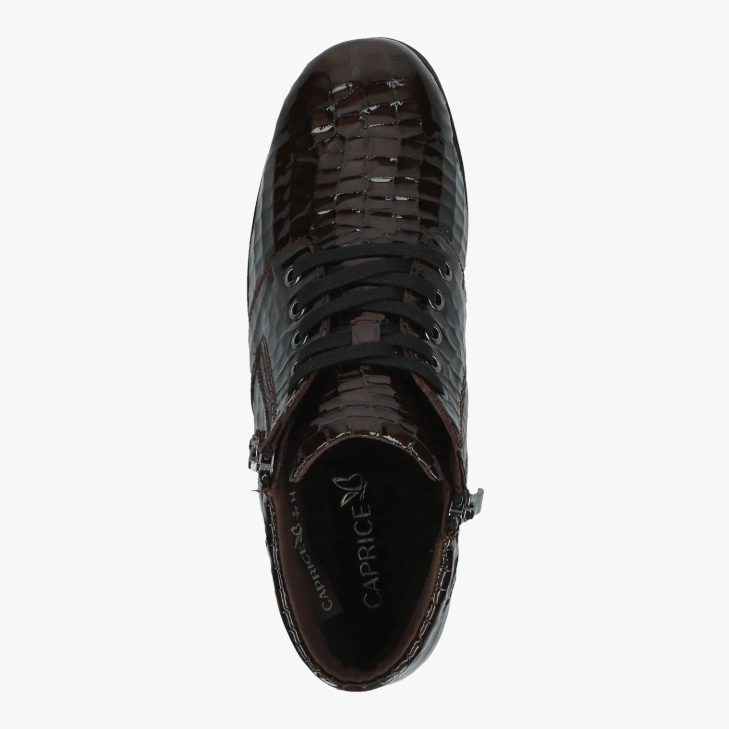 Caprice Brown Croc Wide Fit Double Zip Ankle Boots