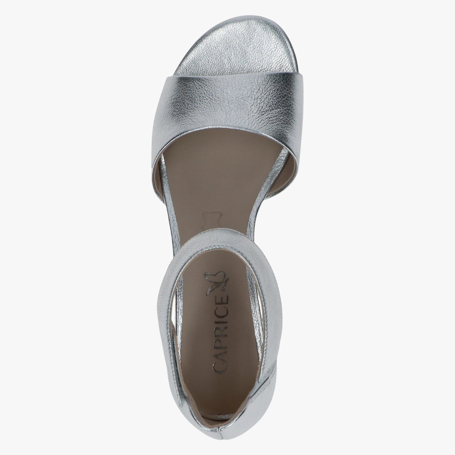 Caprice Silver Metallic Sandals with Block Heel – 9-28212-42 920