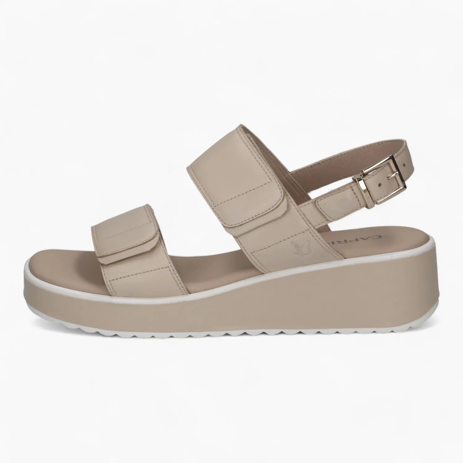 Caprice Beige Wedge Sandal – Dressy & Adjustable Comfort - Leavys Shoes