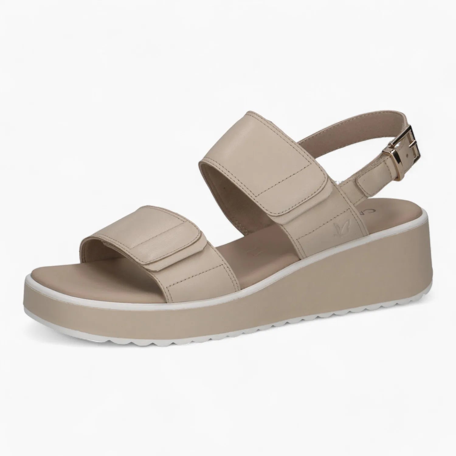 Caprice Beige Wedge Sandal – Dressy & Adjustable Comfort - Leavys Shoes