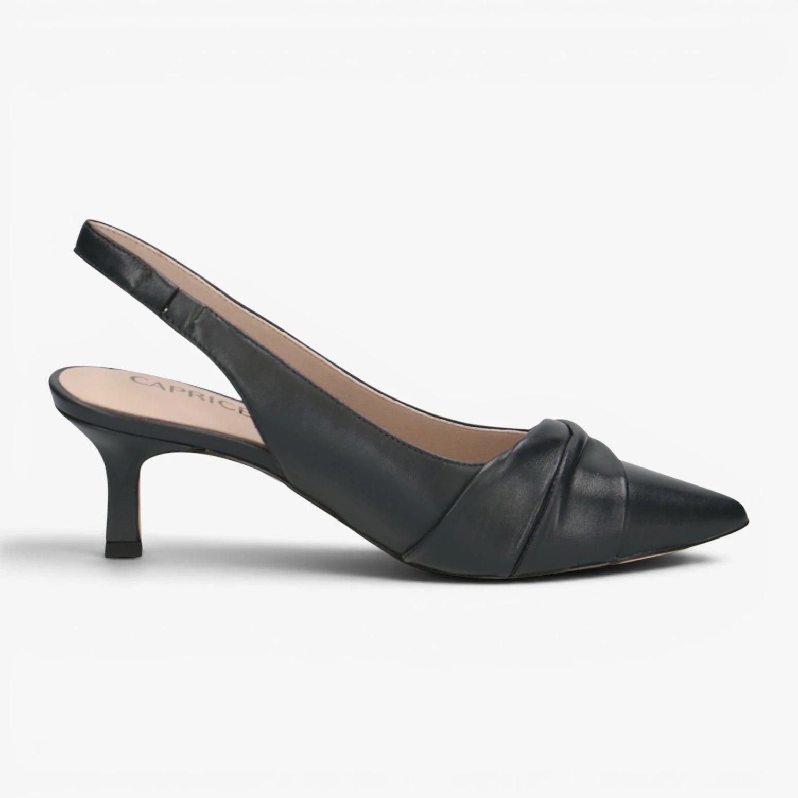 Caprice Navy Slingback Court Shoes with Queenie Heel – 9-29600-46 855