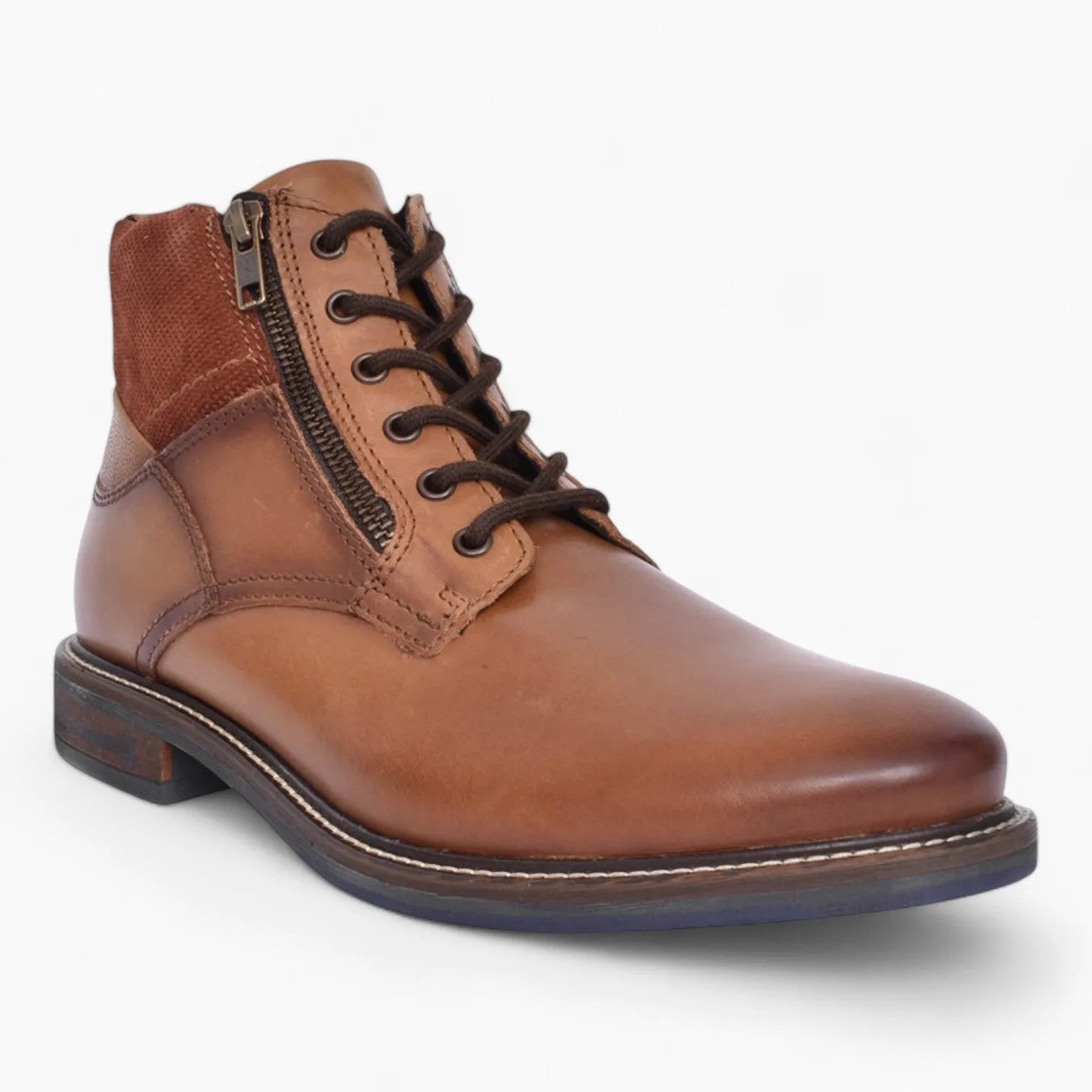Dubarry Sampson Men's Tan Leather Ankle Boots – Dual Zip & Lace-Up Design - Leavys Shoes