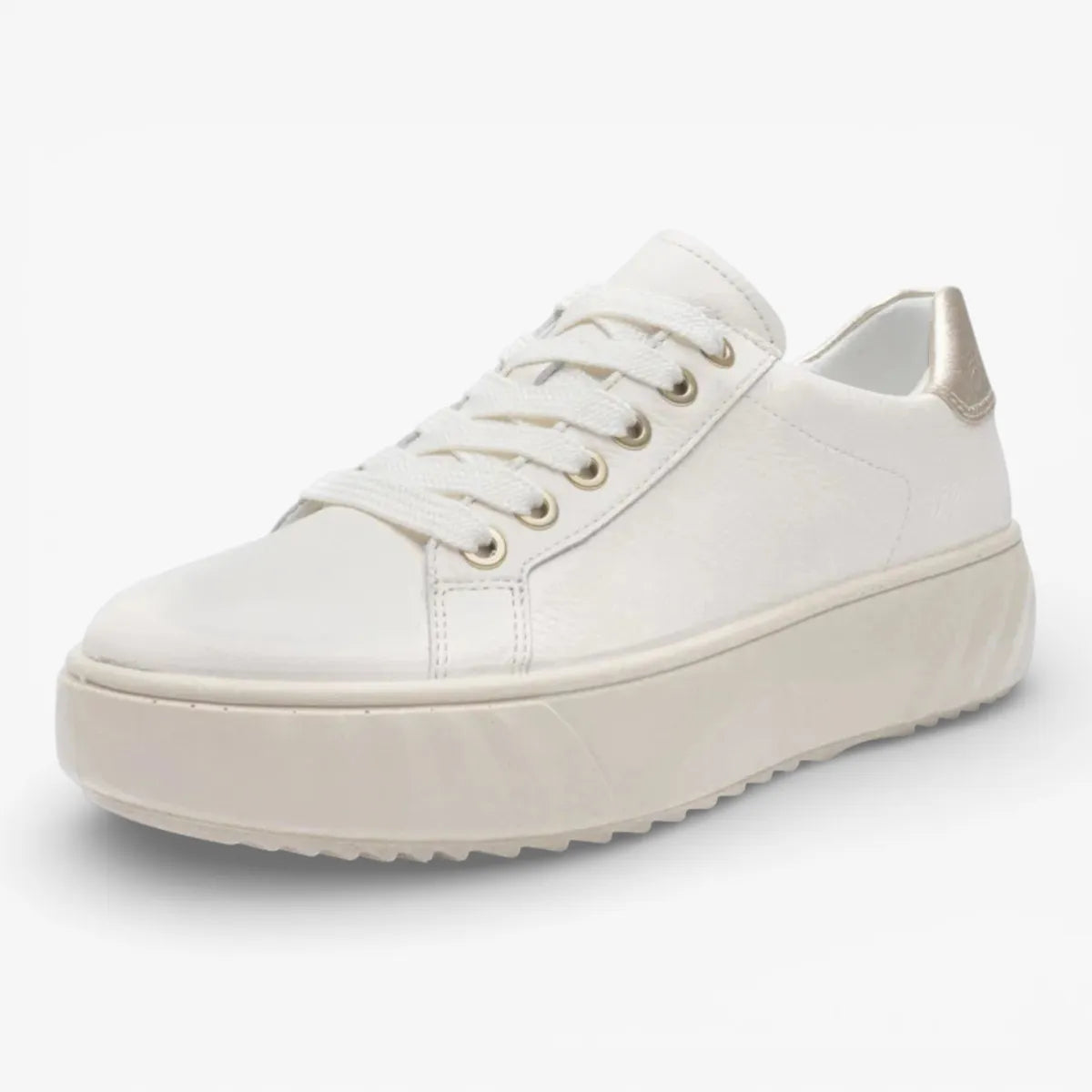 Ara Monaco Cream Leather Platform Trainer