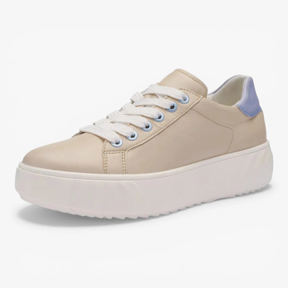 Ara Beige Blue Trainer (Wide Fit) Monaco