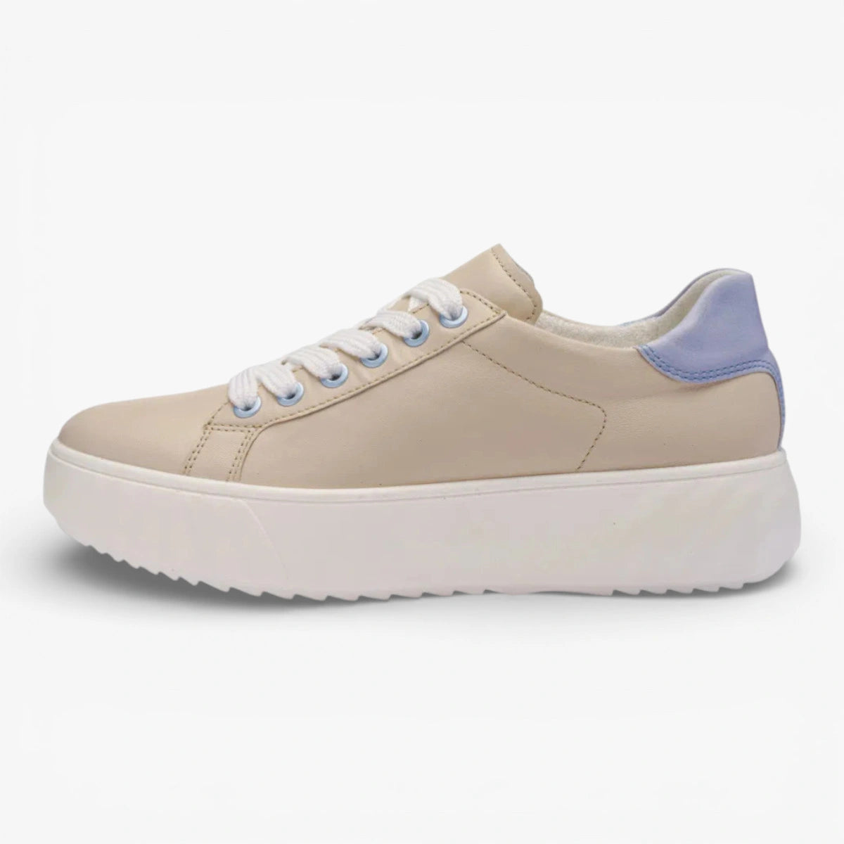 Ara Beige Blue Trainer (Wide Fit) Monaco