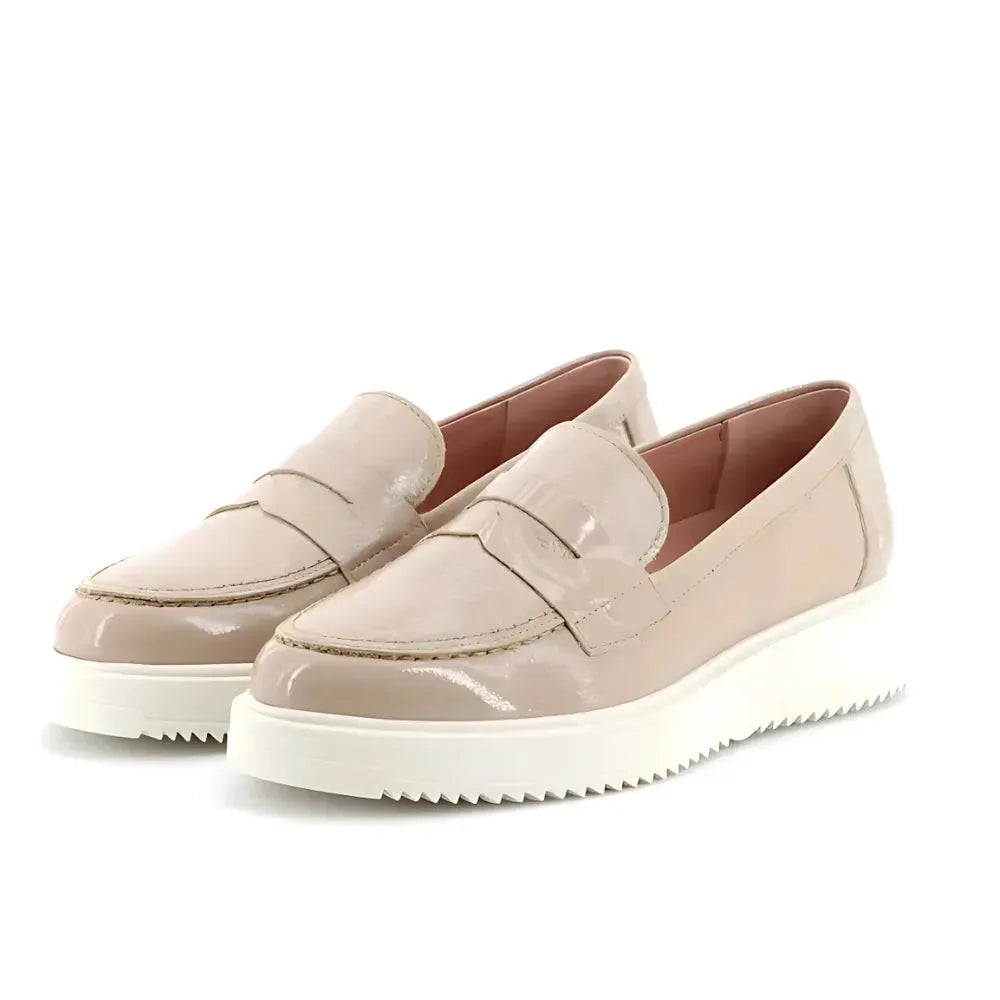 Pitillos Patent Nude Loafer with Platform Sole - Leavys Shoes