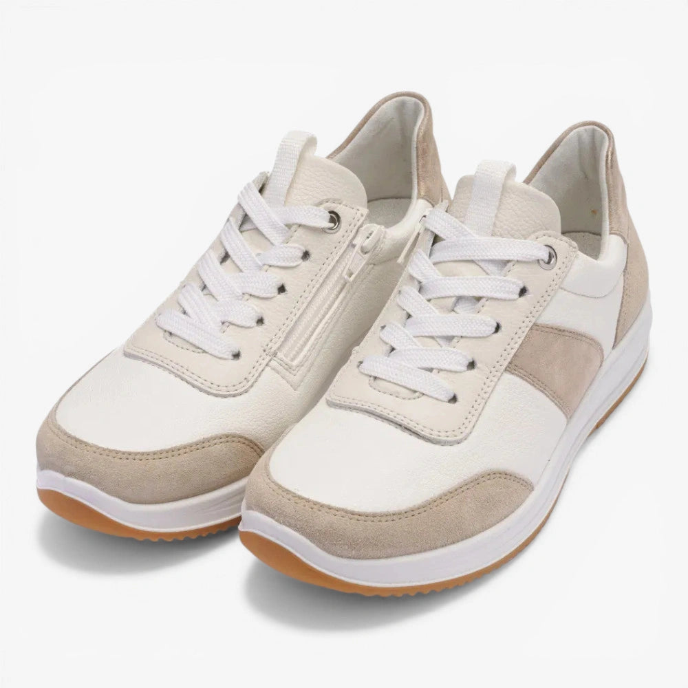 Ara White Cream Trainer (Wide Fit) Osaka