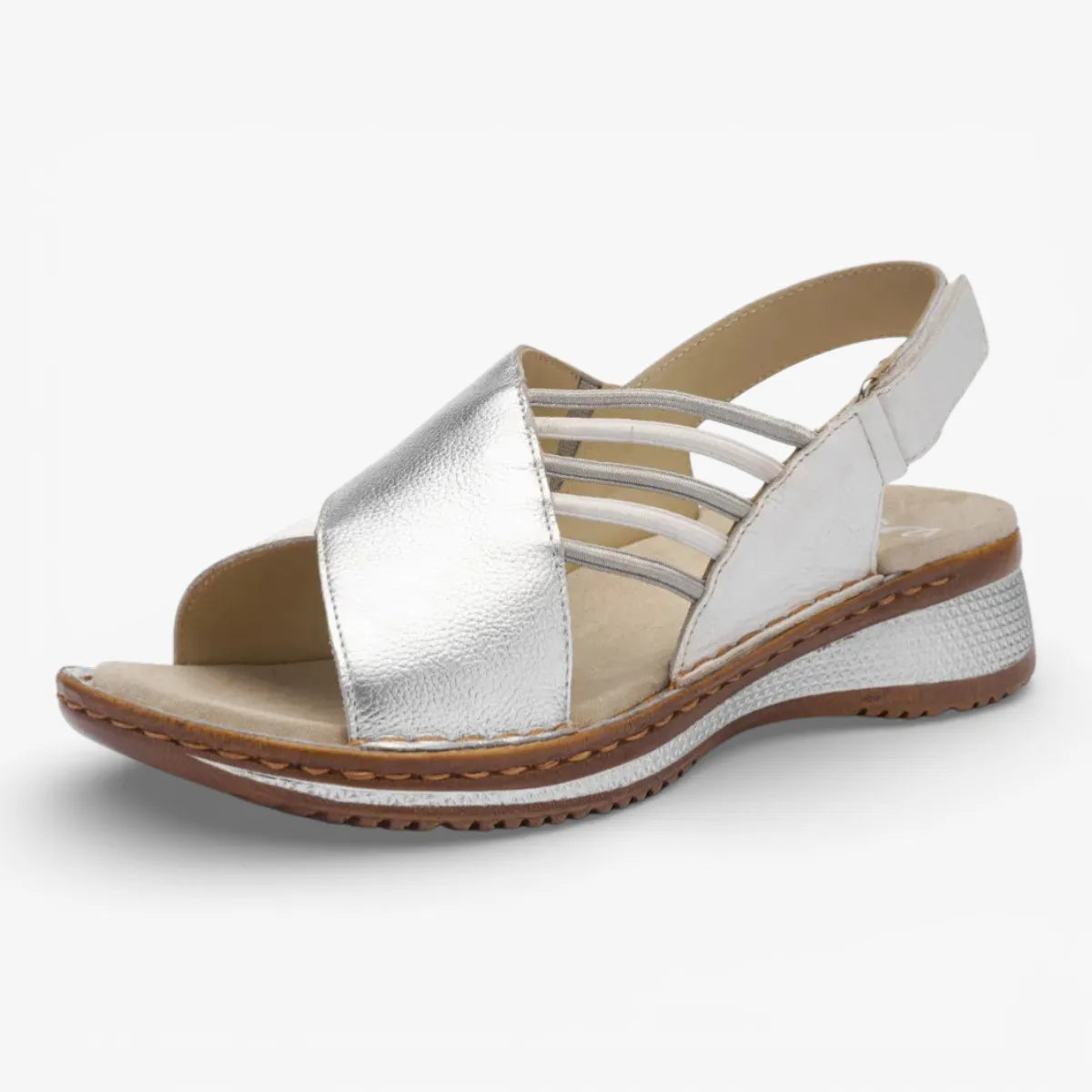 Ara Silver White Sandal (Velcro Fastening) - Hawaii