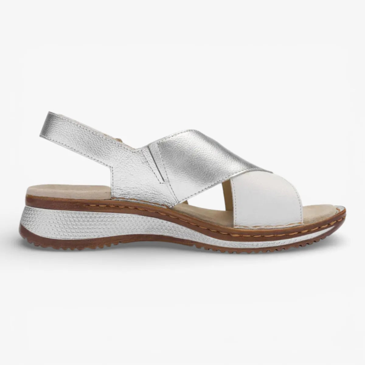 Ara Silver White Sandal (Velcro Fastening) - Hawaii