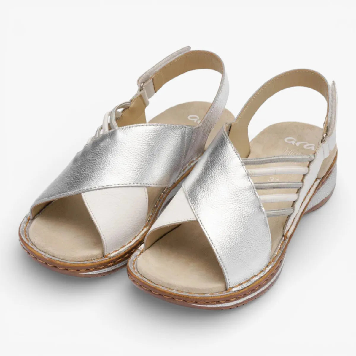 Ara Silver White Sandal (Velcro Fastening) - Hawaii