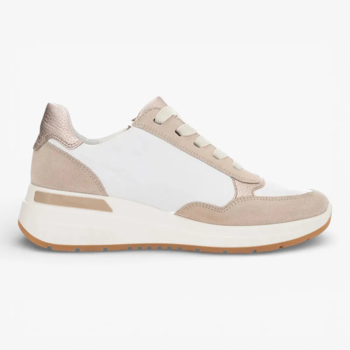 Ara Beige White Trainer (Lace-Up & Zip) Garda