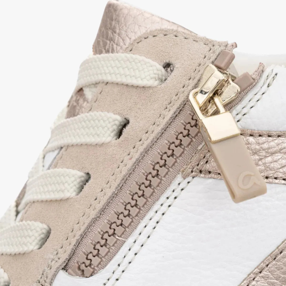Ara Beige White Trainer (Lace-Up & Zip) Garda
