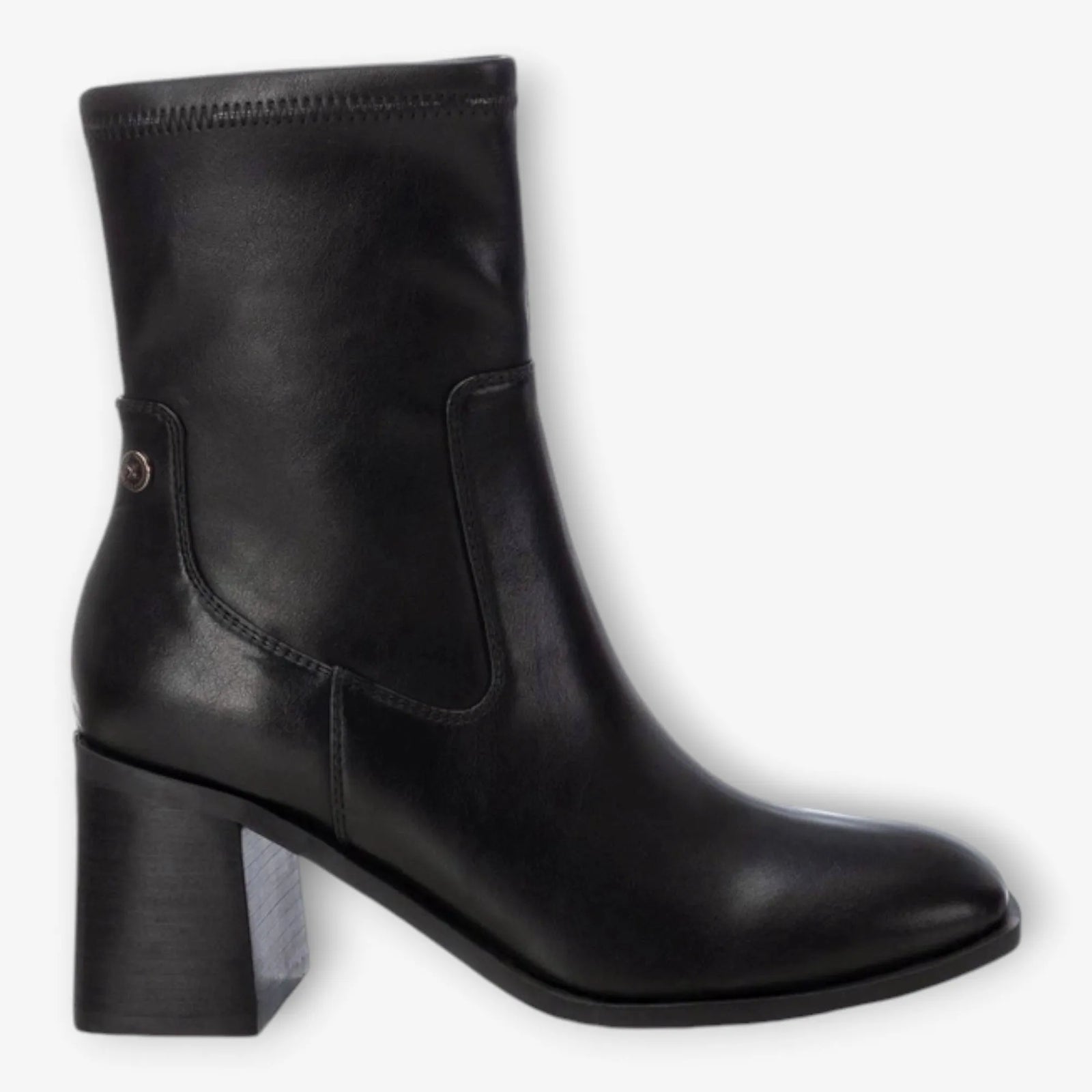XTI Black Ankle Boots with Block Heel and Square Toe - Leavys Shoes