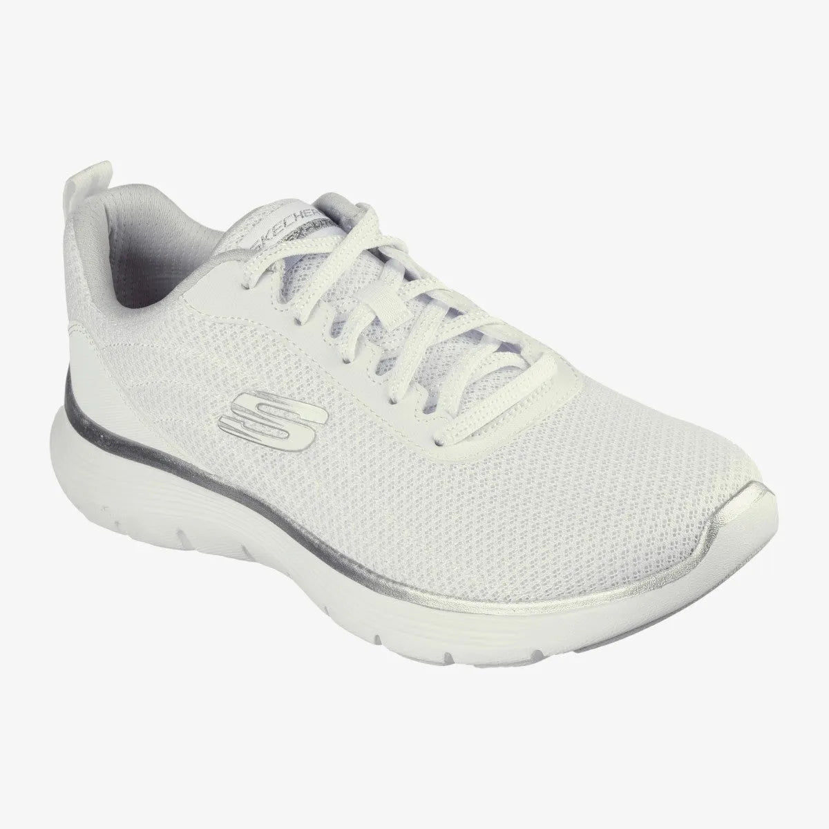 Skechers White Flex Appeal 5.0 with Memory Foam - Leavys Shoes