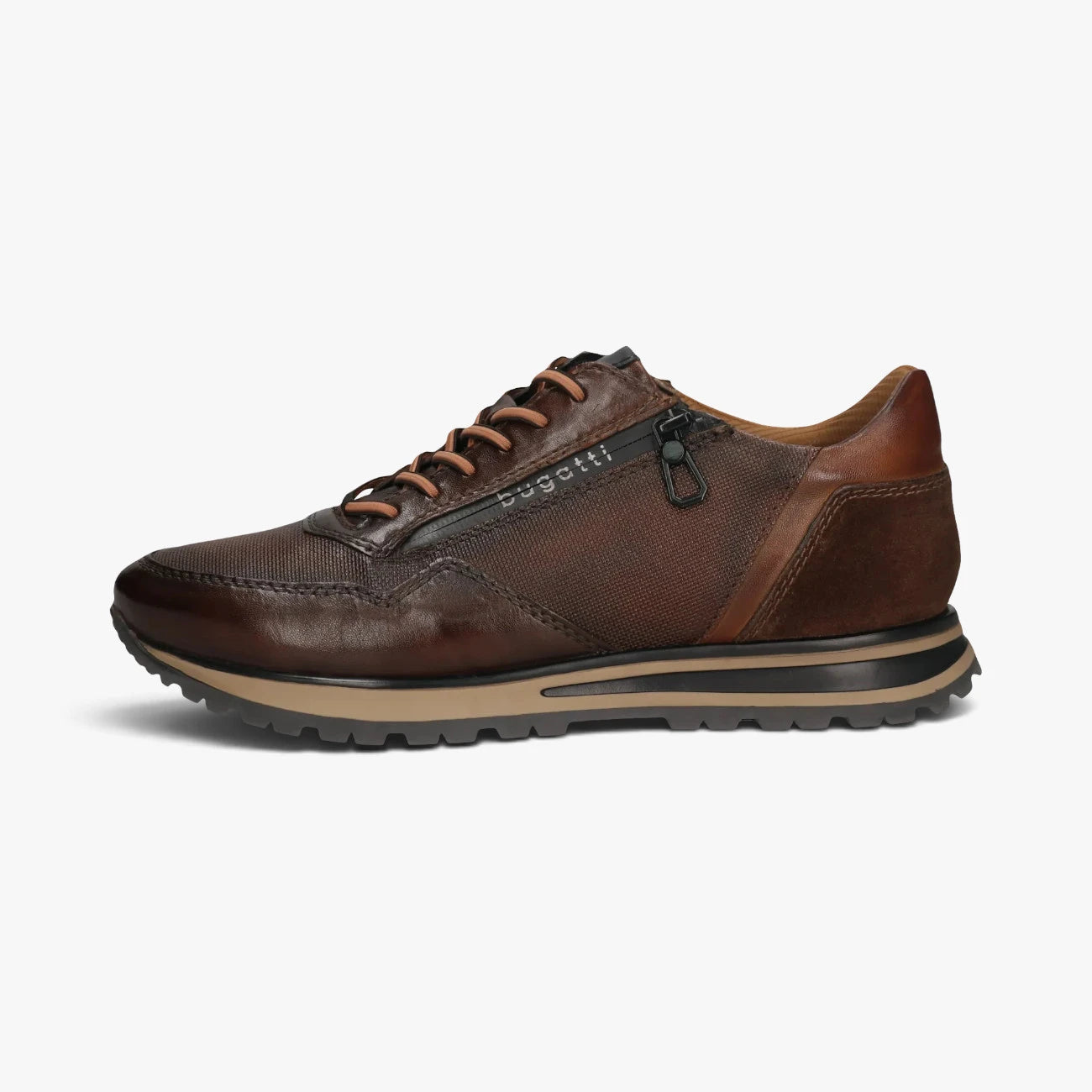 Bugatti Philip Brown Leather Trainer with Zip