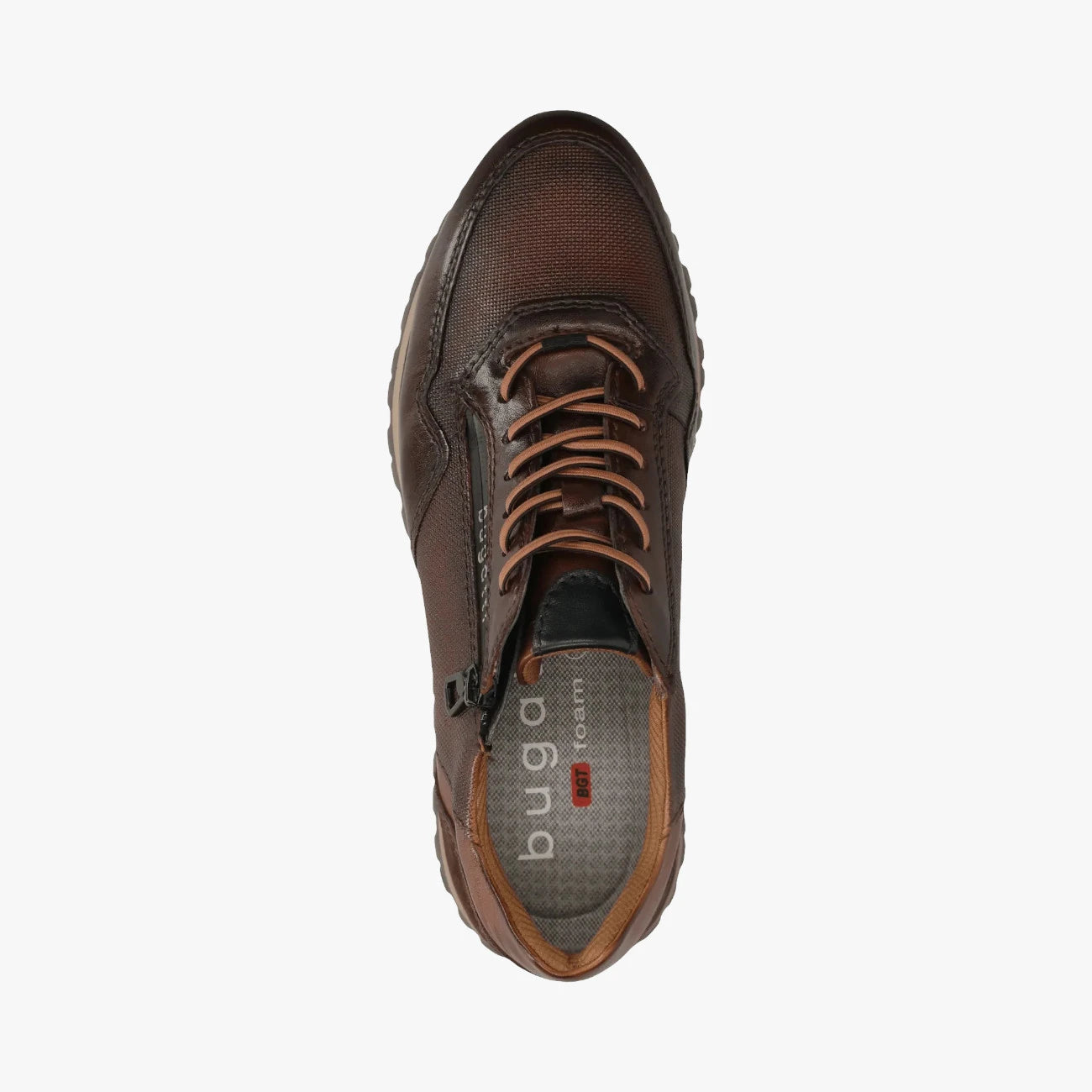Bugatti Philip Brown Leather Trainer with Zip