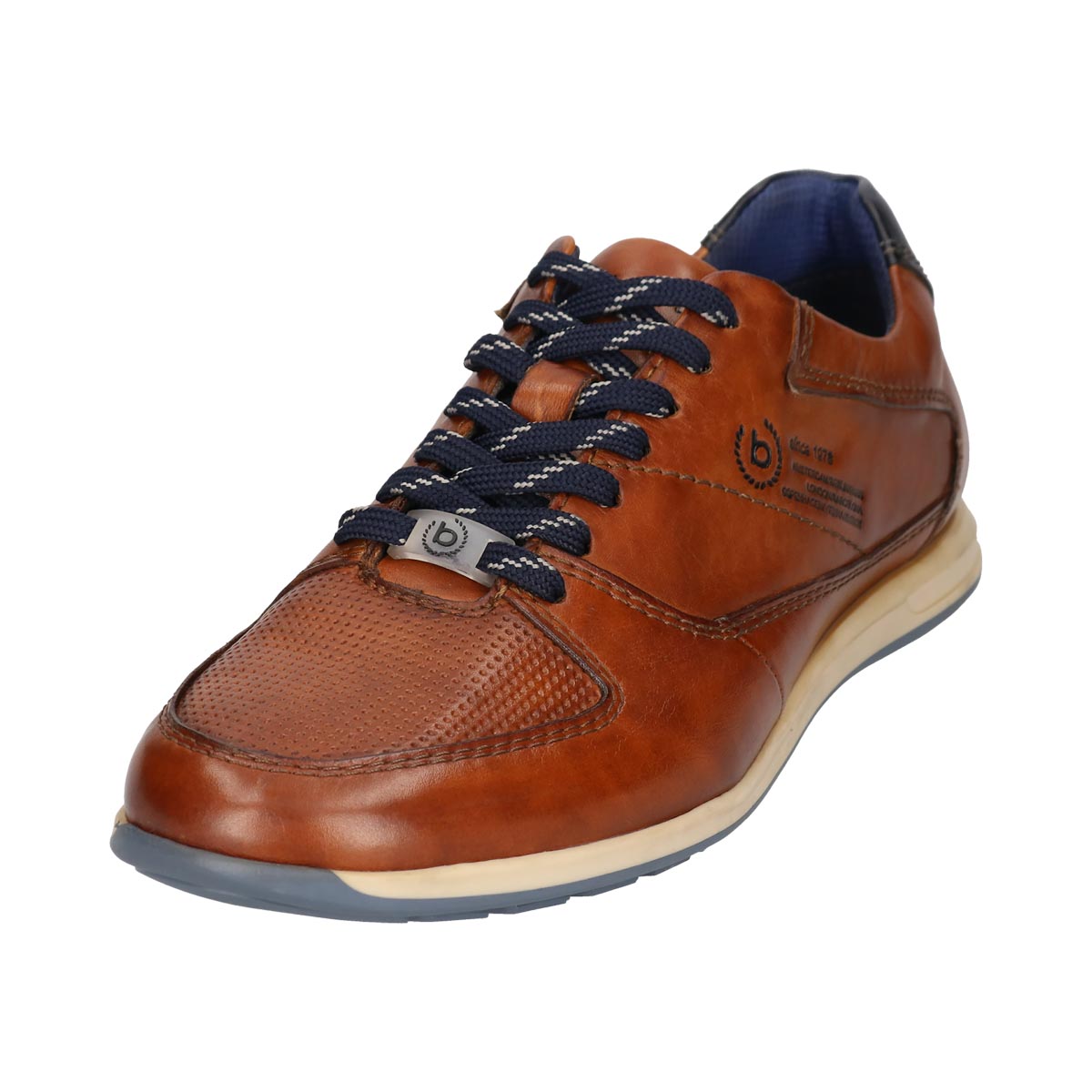 Front view of Bugatti Cognac Leather Sneakers, highlighting the premium leather and lace-up detail.