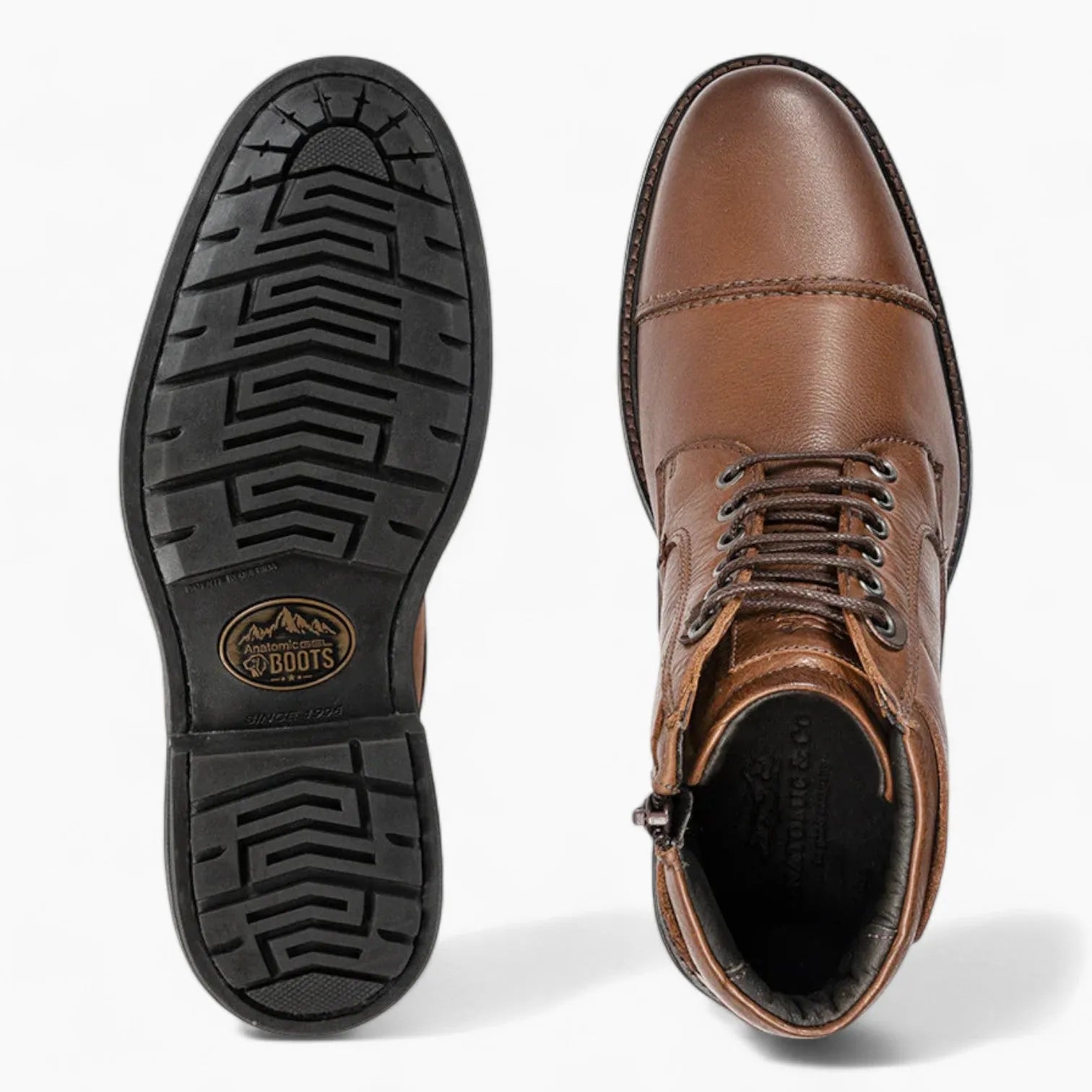 Anatomic & Co Abade Men's Brown Leather Lace-Up Boots - Toe Cap, Medium Fit - Leavys Shoes