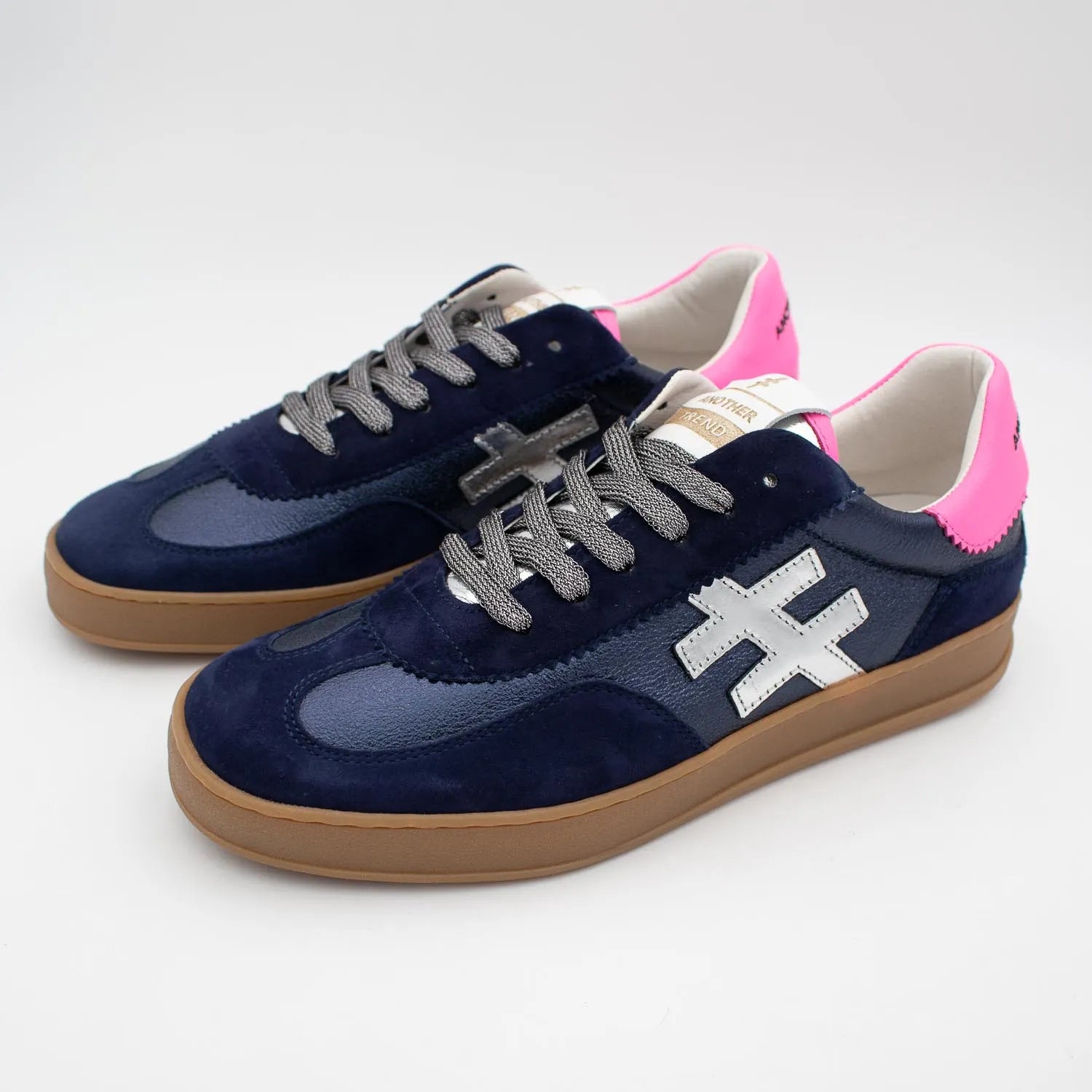 Another Trend Ocean ANTE+METAL Nubuck & Metallic Trainers - Leavys Shoes