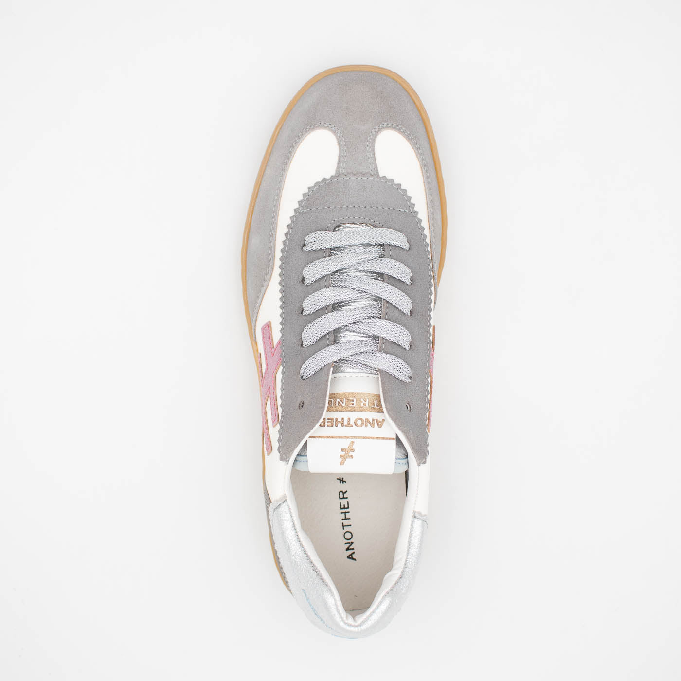 Another Trend ICONIC II Grey White and Silver Trainer (Metallic Logo) - A032C100