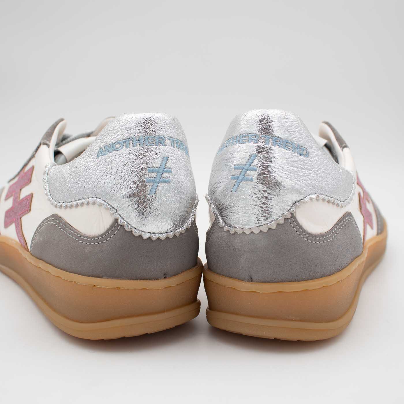 Another Trend ICONIC II Grey White and Silver Trainer (Metallic Logo) - A032C100