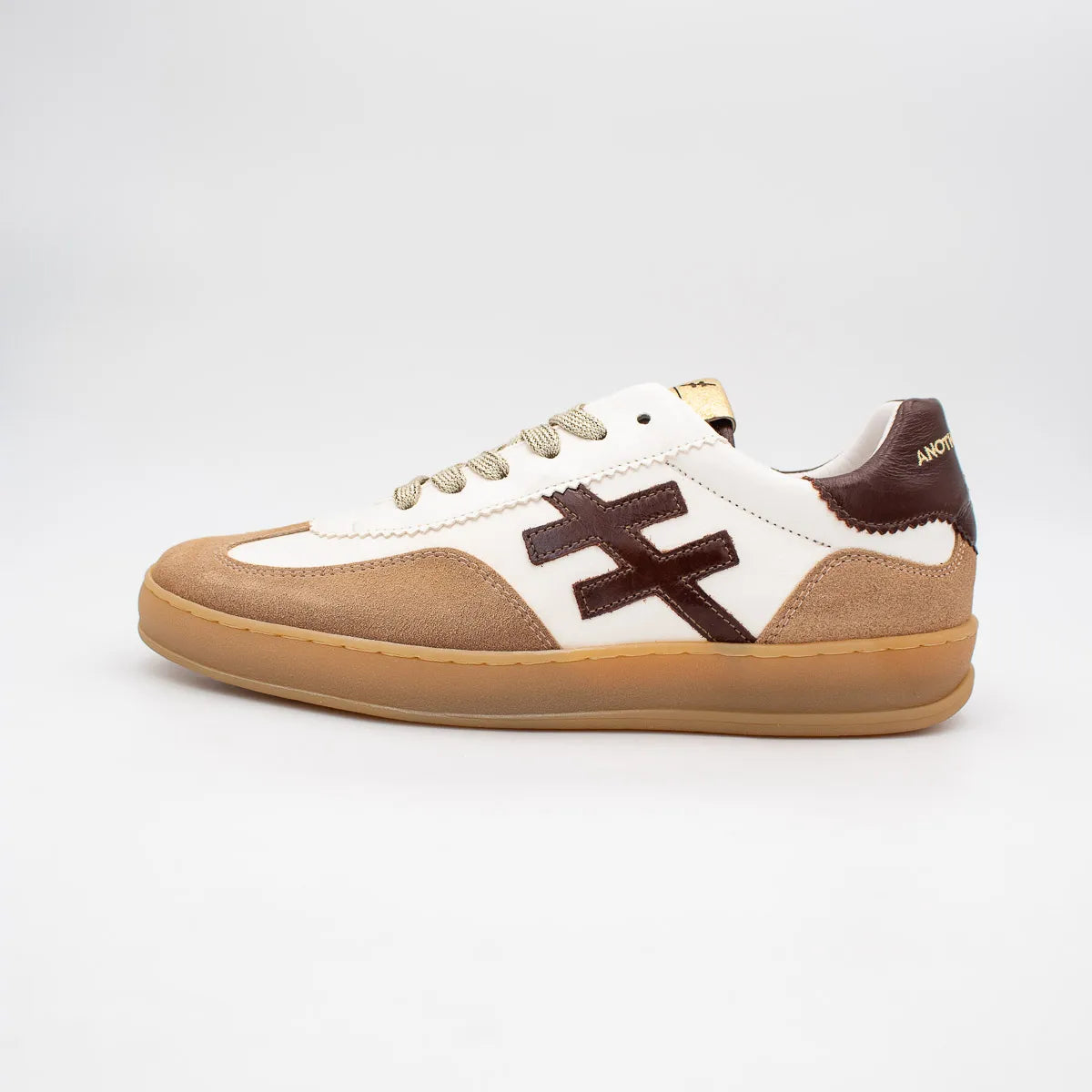 Another Trend ICONIC II White and Brown Trainer (Suede Toe Guard) - A032T493