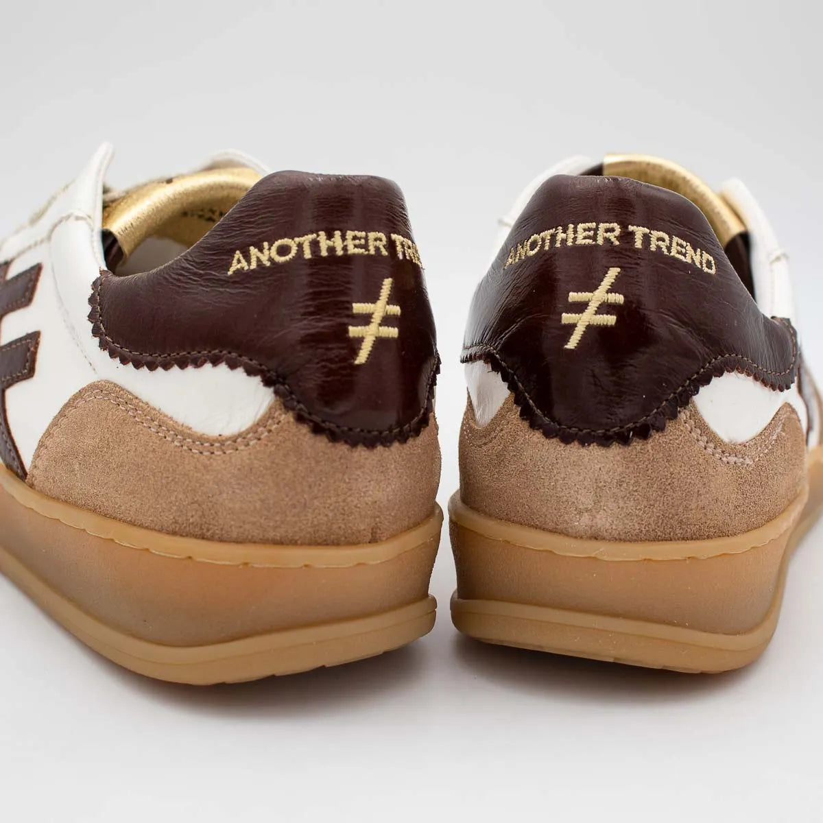Another Trend ICONIC II White and Brown Trainer (Suede Toe Guard) - A032T493